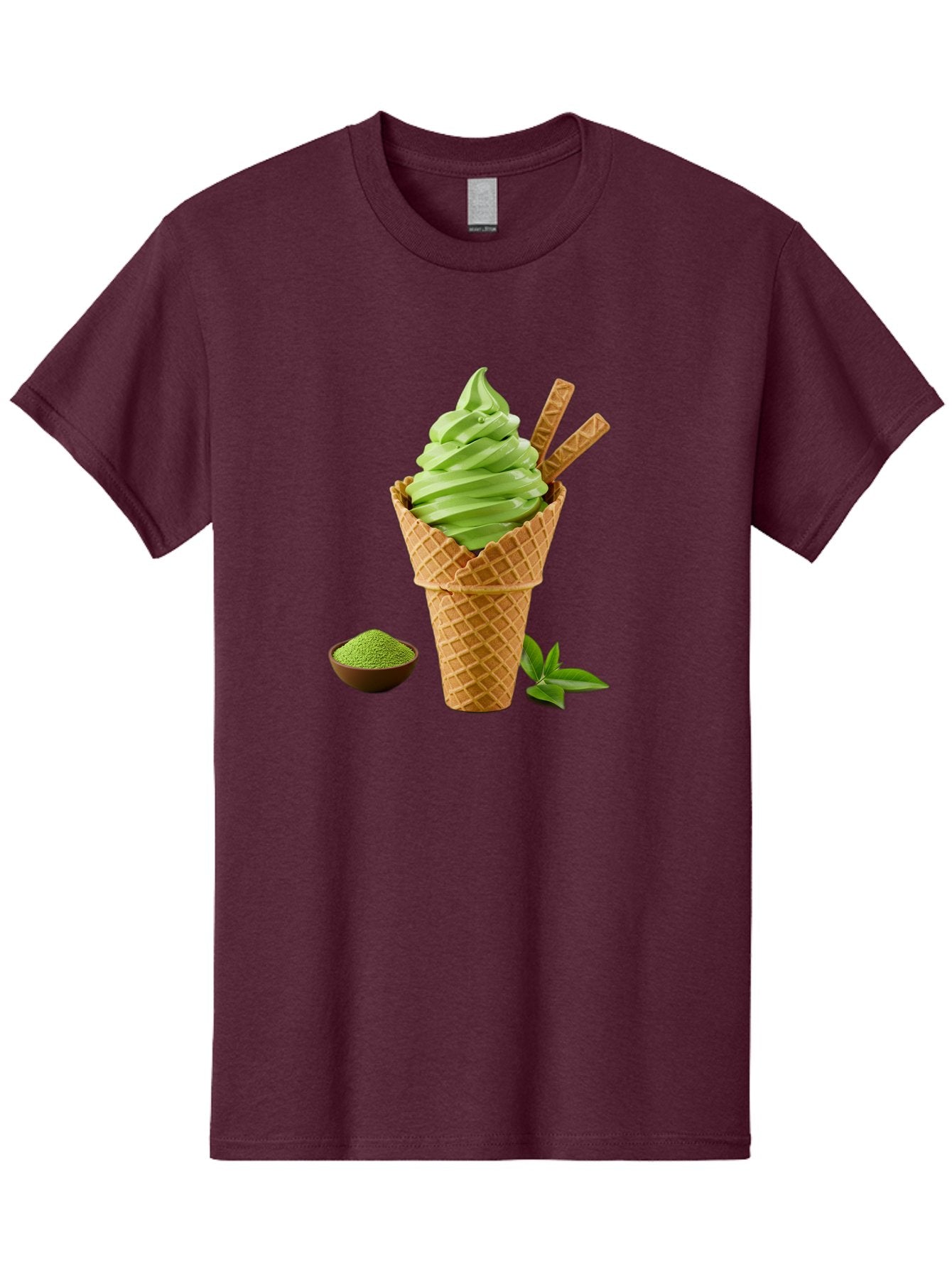 Matcha-Ice-Cream-Cone-1 Men'S Graphic Tee, 100% Cotton, Comfortable Casual Summer Wear, Machine Washable, Matcha Ice Cream Cone, Soft-Serve Ice Cream, Green Tea, Japanese Dessert, Matcha Powder, Summer Treat, Ice Cream, Green Tea Ice Cream, Baa991 8