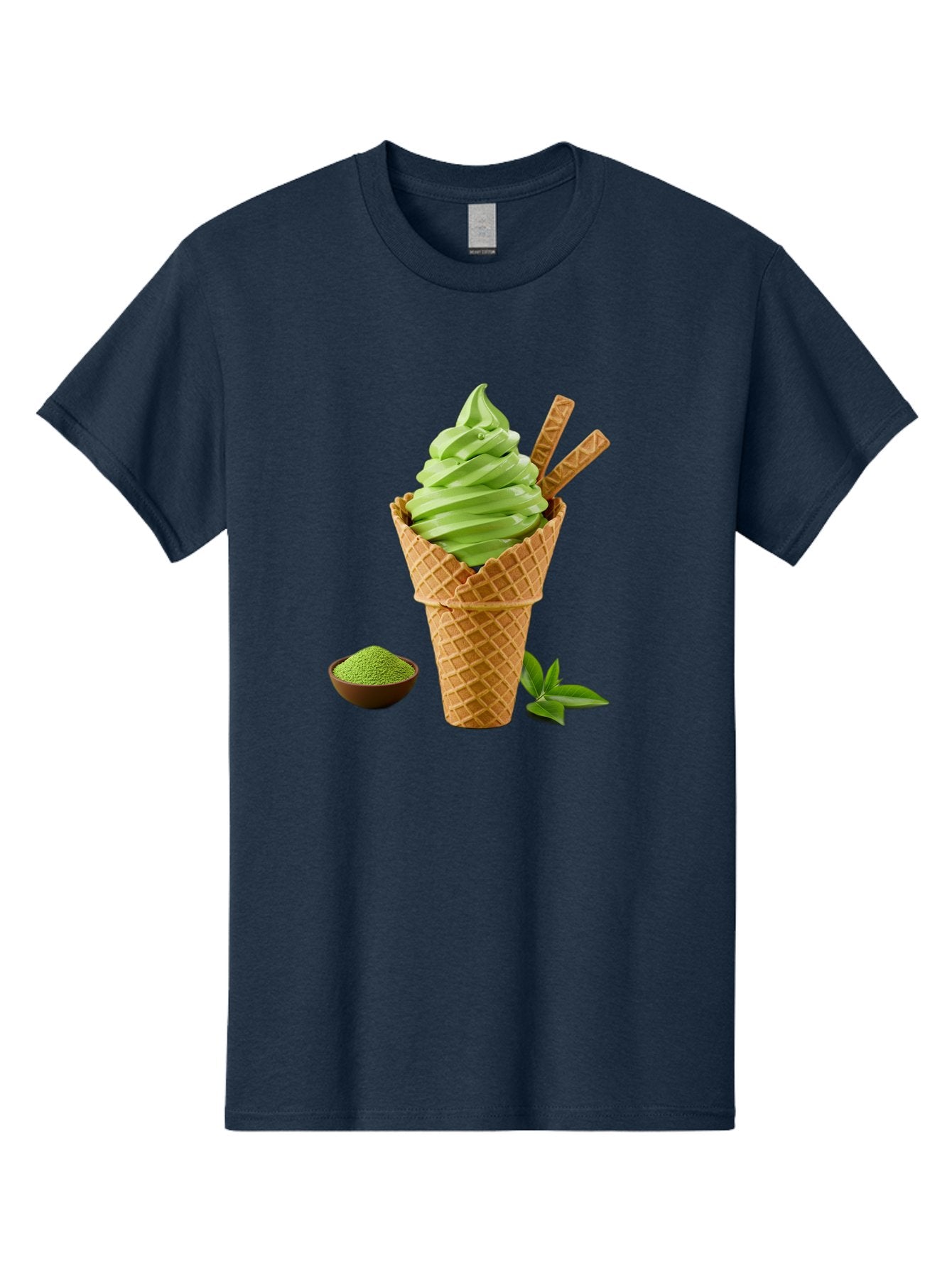 Matcha-Ice-Cream-Cone-1 Men'S Graphic Tee, 100% Cotton, Comfortable Casual Summer Wear, Machine Washable, Matcha Ice Cream Cone, Soft-Serve Ice Cream, Green Tea, Japanese Dessert, Matcha Powder, Summer Treat, Ice Cream, Green Tea Ice Cream, Baa991 10