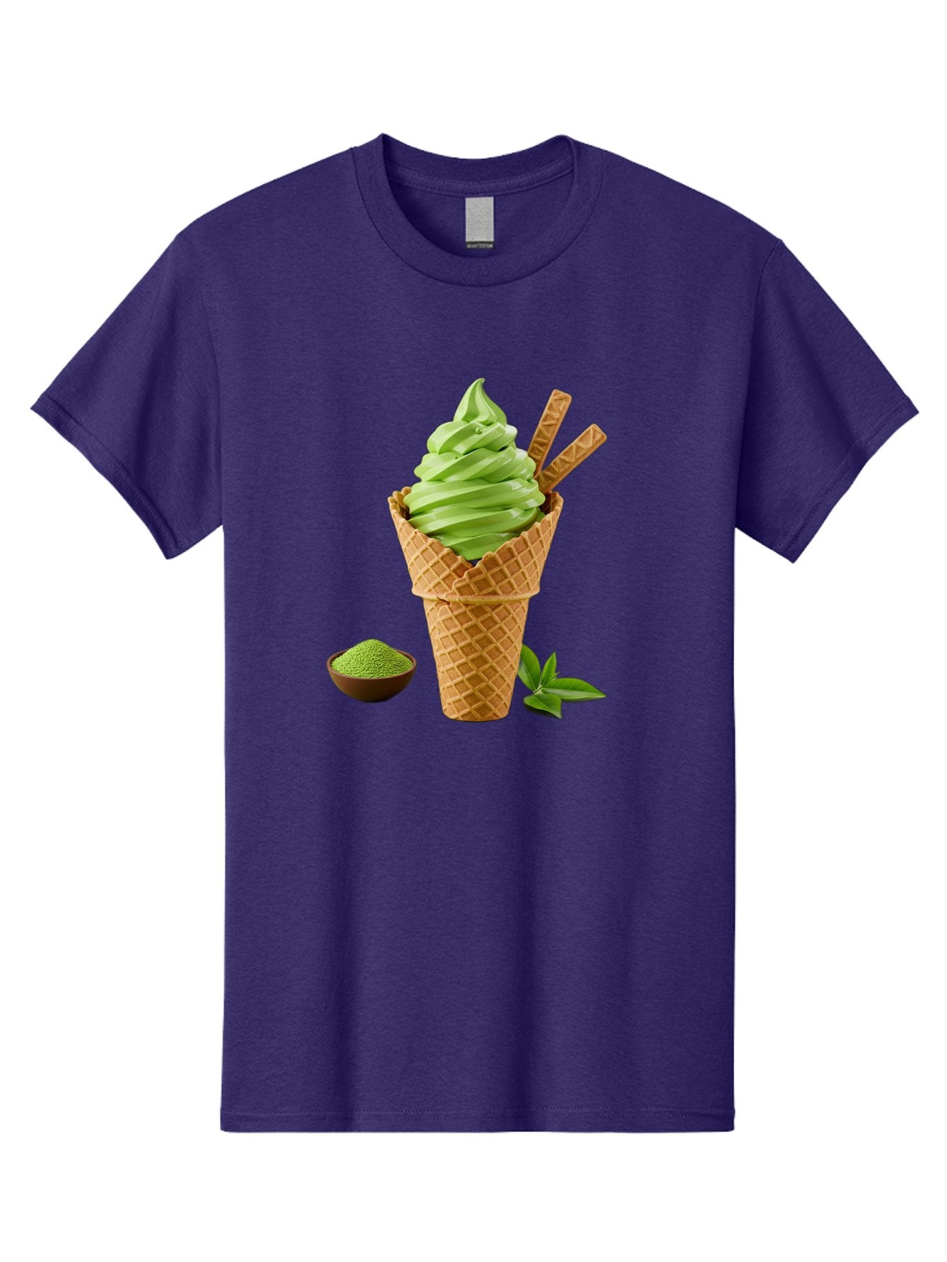 Matcha-Ice-Cream-Cone-1 Men'S Graphic Tee, 100% Cotton, Comfortable Casual Summer Wear, Machine Washable, Matcha Ice Cream Cone, Soft-Serve Ice Cream, Green Tea, Japanese Dessert, Matcha Powder, Summer Treat, Ice Cream, Green Tea Ice Cream, Baa991 9