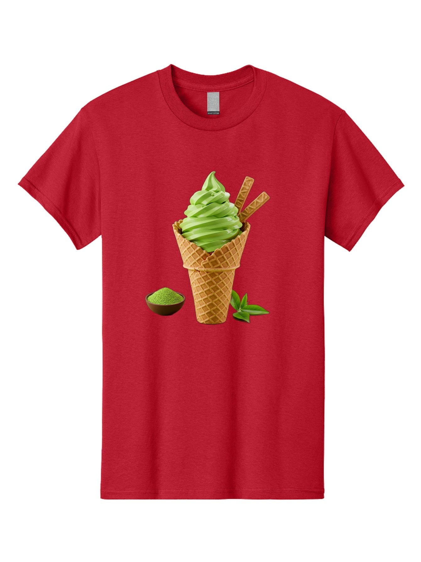 Matcha-Ice-Cream-Cone-1 Men'S Graphic Tee, 100% Cotton, Comfortable Casual Summer Wear, Machine Washable, Matcha Ice Cream Cone, Soft-Serve Ice Cream, Green Tea, Japanese Dessert, Matcha Powder, Summer Treat, Ice Cream, Green Tea Ice Cream, Baa991 11