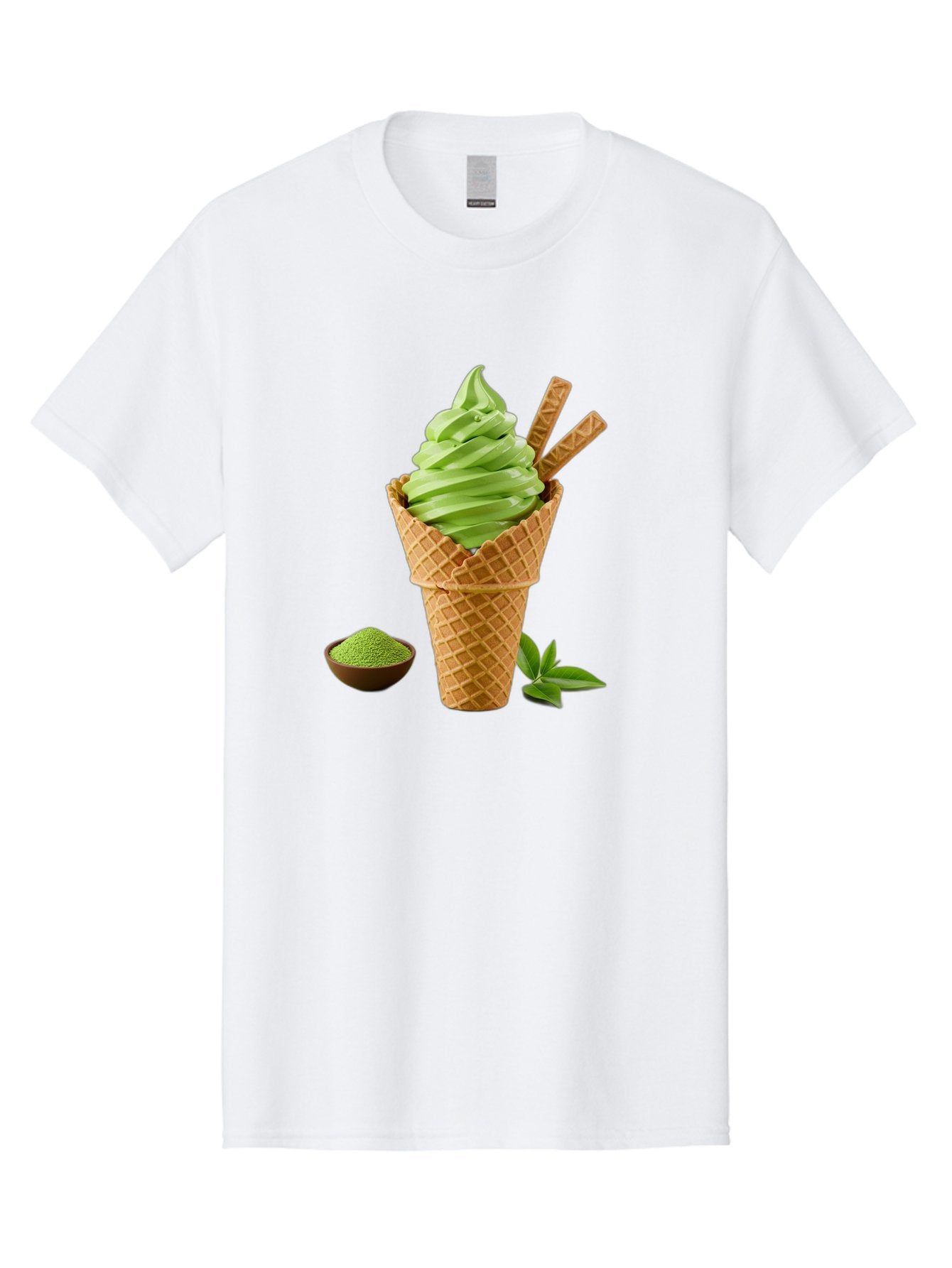 Matcha-Ice-Cream-Cone-1 Men'S Graphic Tee, 100% Cotton, Comfortable Casual Summer Wear, Machine Washable, Matcha Ice Cream Cone, Soft-Serve Ice Cream, Green Tea, Japanese Dessert, Matcha Powder, Summer Treat, Ice Cream, Green Tea Ice Cream, Baa991 14