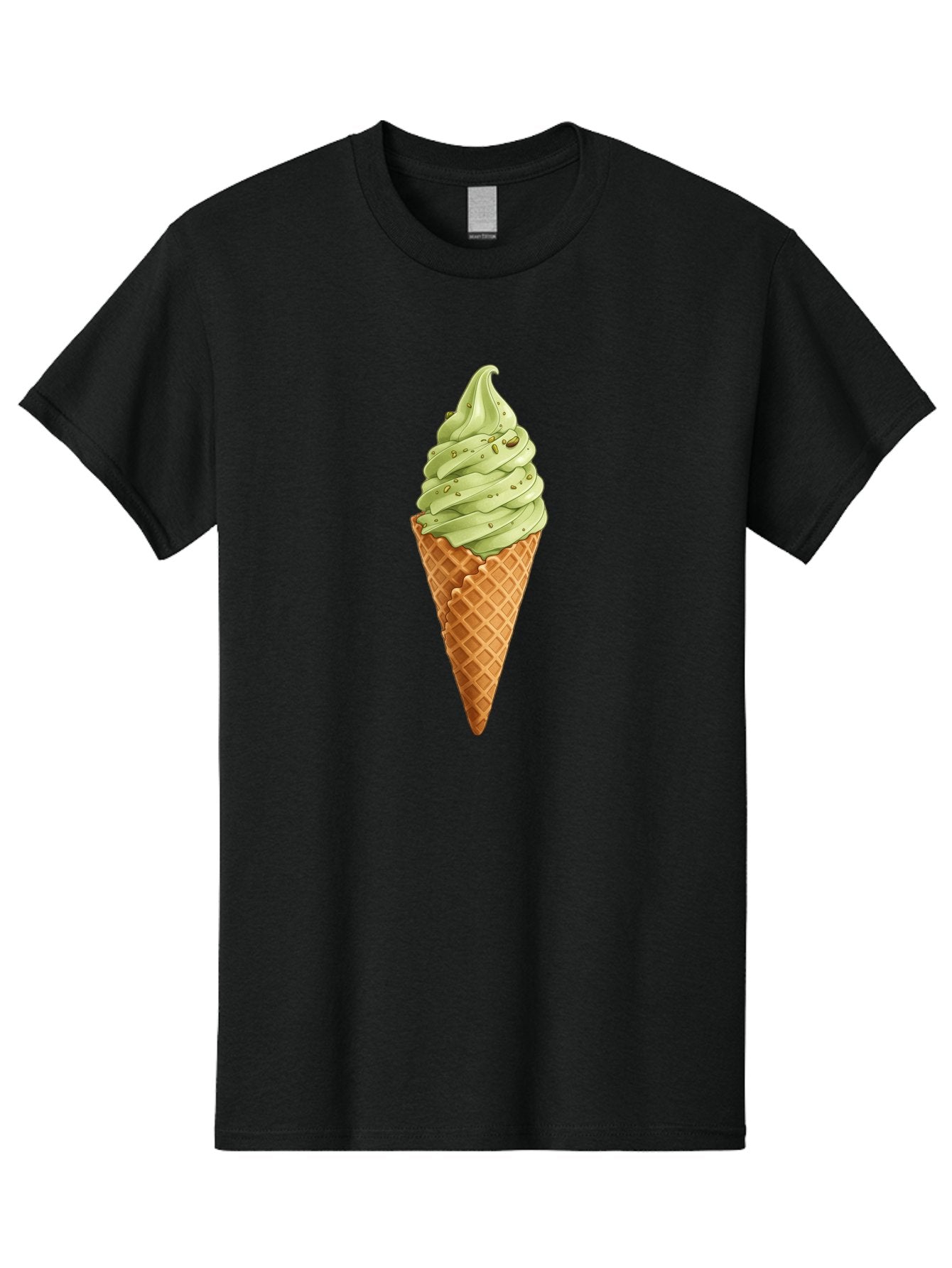 Matcha-Ice-Cream-Cone Men'S Graphic Tee, 100% Cotton, Comfortable Casual Summer Wear, Machine Washable, Matcha Ice Cream, Soft Serve Ice Cream, Waffle Cone, Green Tea Flavor, Sweet Treat, Summer Dessert, Ice Cream Cone, Creamy Texture Baa992 5