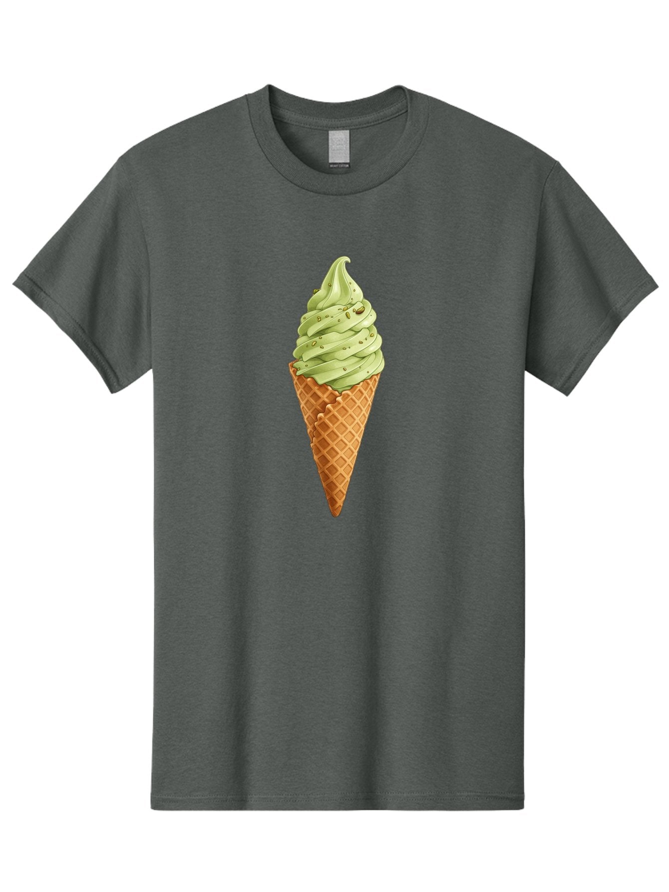 Matcha-Ice-Cream-Cone Men'S Graphic Tee, 100% Cotton, Comfortable Casual Summer Wear, Machine Washable, Matcha Ice Cream, Soft Serve Ice Cream, Waffle Cone, Green Tea Flavor, Sweet Treat, Summer Dessert, Ice Cream Cone, Creamy Texture Baa992 10