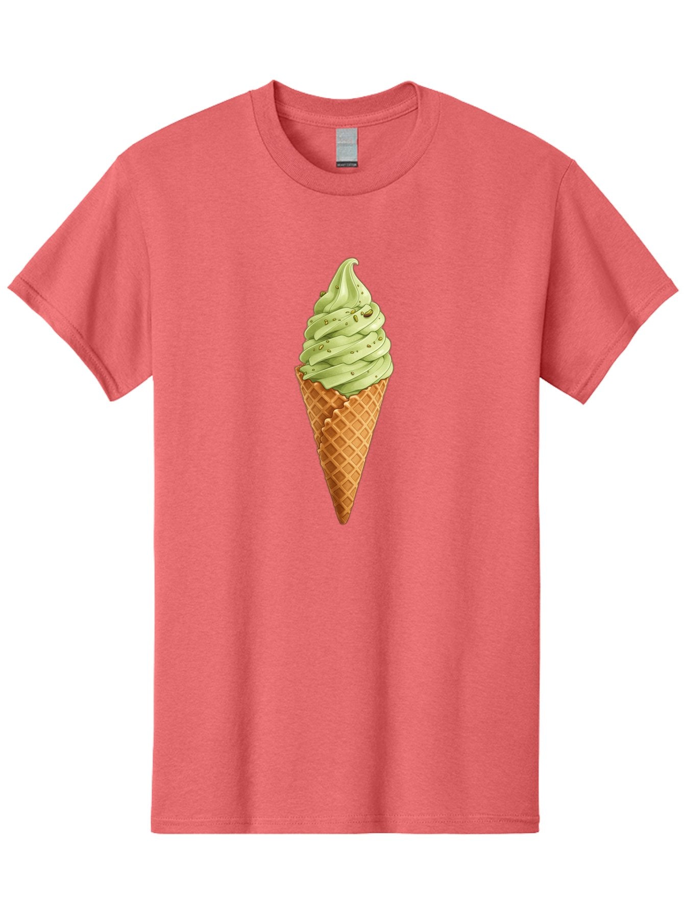 Matcha-Ice-Cream-Cone Men'S Graphic Tee, 100% Cotton, Comfortable Casual Summer Wear, Machine Washable, Matcha Ice Cream, Soft Serve Ice Cream, Waffle Cone, Green Tea Flavor, Sweet Treat, Summer Dessert, Ice Cream Cone, Creamy Texture Baa992 14