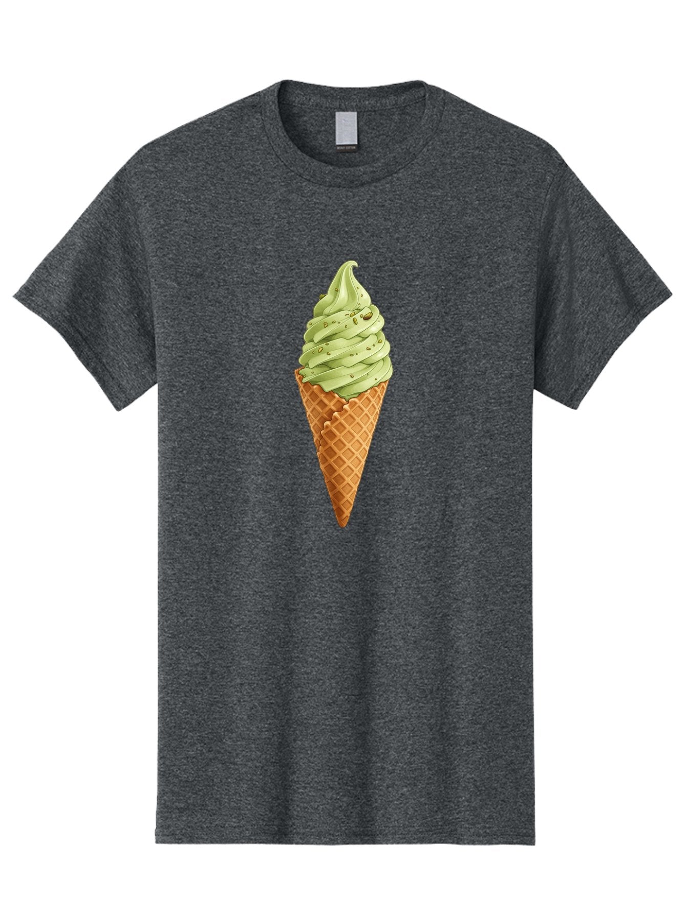Matcha-Ice-Cream-Cone Men'S Graphic Tee, 100% Cotton, Comfortable Casual Summer Wear, Machine Washable, Matcha Ice Cream, Soft Serve Ice Cream, Waffle Cone, Green Tea Flavor, Sweet Treat, Summer Dessert, Ice Cream Cone, Creamy Texture Baa992