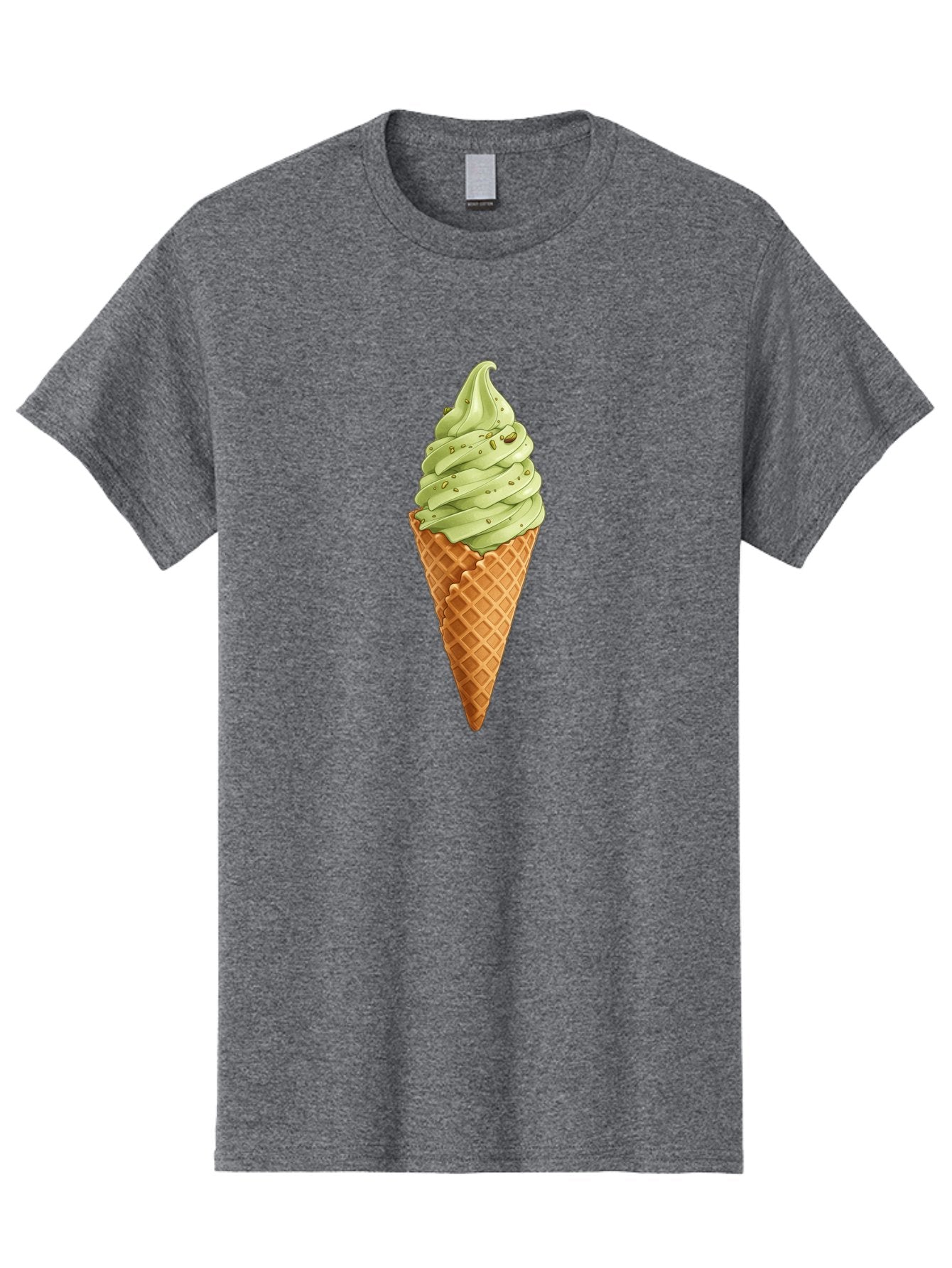 Matcha-Ice-Cream-Cone Men'S Graphic Tee, 100% Cotton, Comfortable Casual Summer Wear, Machine Washable, Matcha Ice Cream, Soft Serve Ice Cream, Waffle Cone, Green Tea Flavor, Sweet Treat, Summer Dessert, Ice Cream Cone, Creamy Texture Baa992 6
