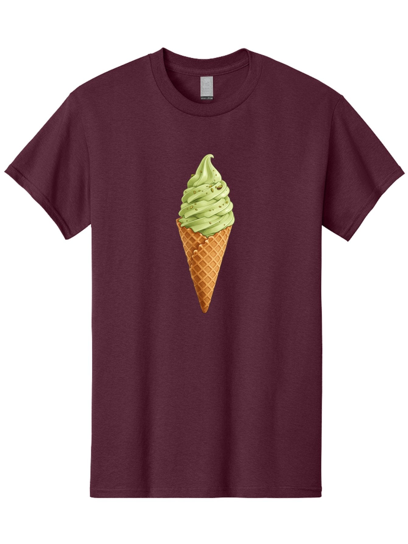 Matcha-Ice-Cream-Cone Men'S Graphic Tee, 100% Cotton, Comfortable Casual Summer Wear, Machine Washable, Matcha Ice Cream, Soft Serve Ice Cream, Waffle Cone, Green Tea Flavor, Sweet Treat, Summer Dessert, Ice Cream Cone, Creamy Texture Baa992 4