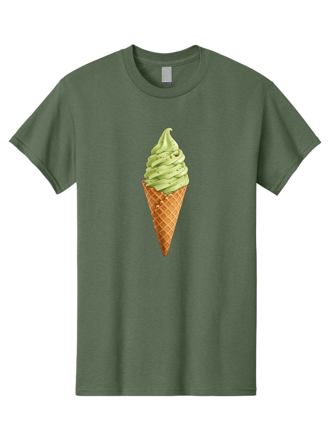 Matcha-Ice-Cream-Cone Men'S Graphic Tee, 100% Cotton, Comfortable Casual Summer Wear, Machine Washable, Matcha Ice Cream, Soft Serve Ice Cream, Waffle Cone, Green Tea Flavor, Sweet Treat, Summer Dessert, Ice Cream Cone, Creamy Texture Baa992 15