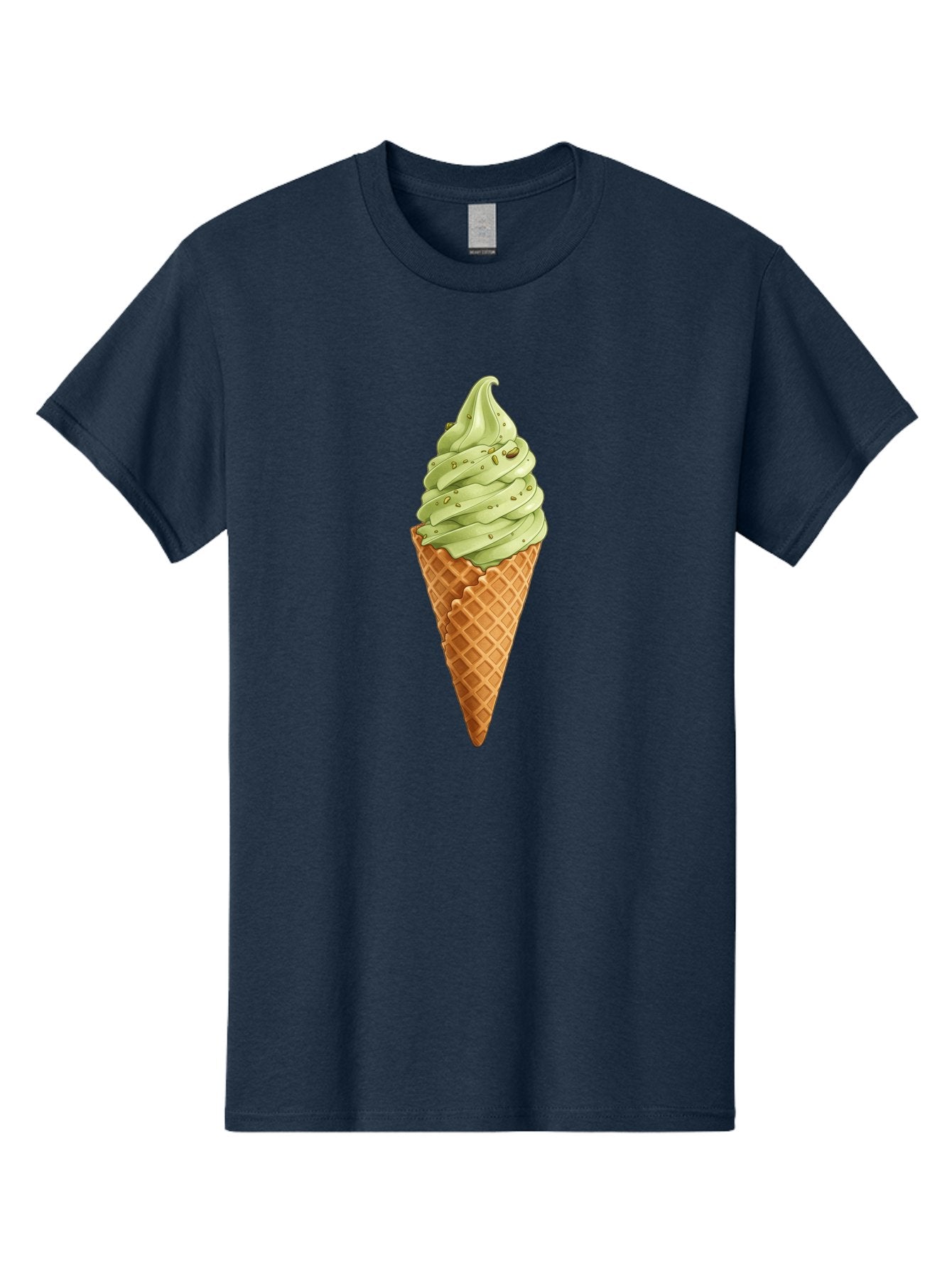 Matcha-Ice-Cream-Cone Men'S Graphic Tee, 100% Cotton, Comfortable Casual Summer Wear, Machine Washable, Matcha Ice Cream, Soft Serve Ice Cream, Waffle Cone, Green Tea Flavor, Sweet Treat, Summer Dessert, Ice Cream Cone, Creamy Texture Baa992 12