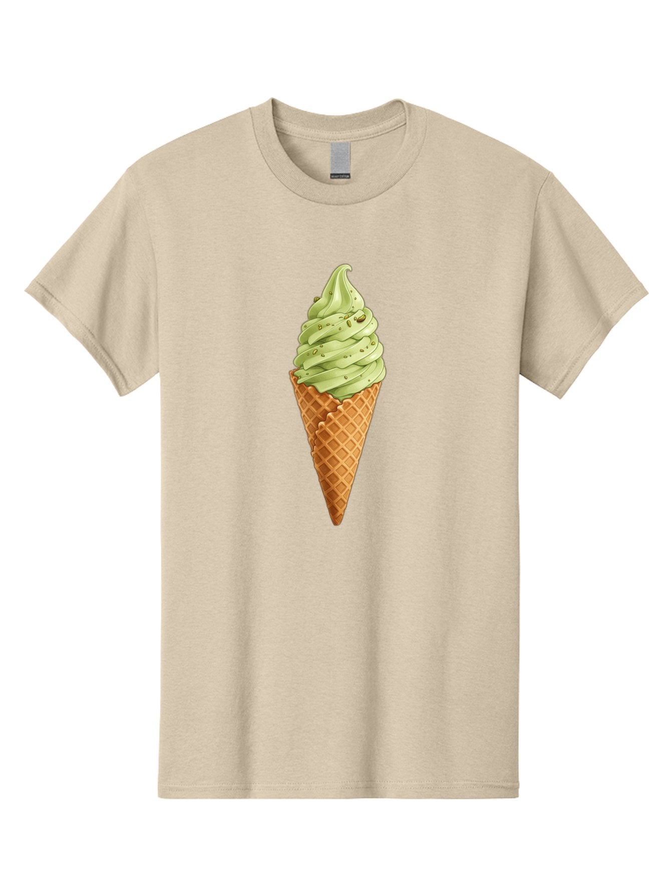 Matcha-Ice-Cream-Cone Men'S Graphic Tee, 100% Cotton, Comfortable Casual Summer Wear, Machine Washable, Matcha Ice Cream, Soft Serve Ice Cream, Waffle Cone, Green Tea Flavor, Sweet Treat, Summer Dessert, Ice Cream Cone, Creamy Texture Baa992