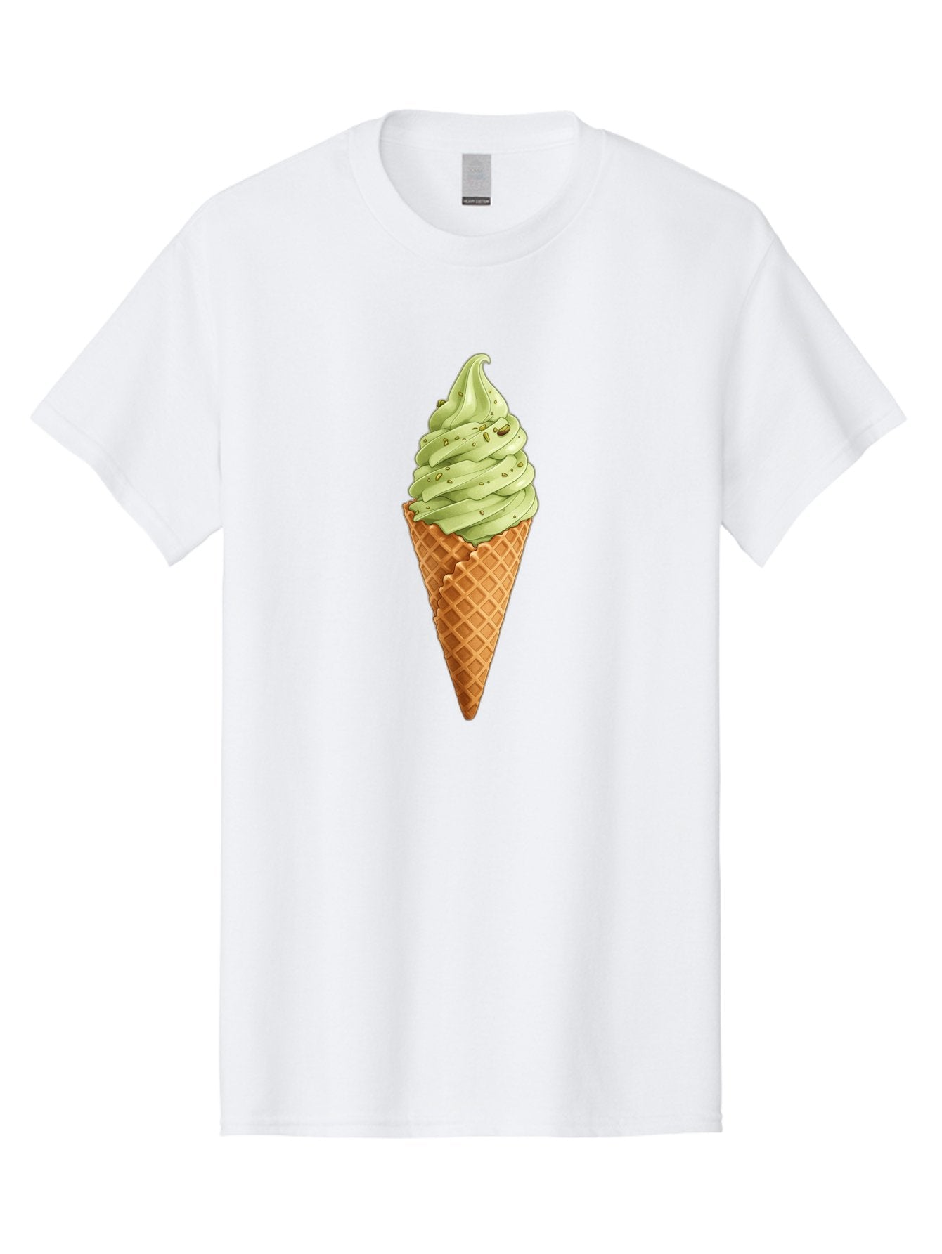 Matcha-Ice-Cream-Cone Men'S Graphic Tee, 100% Cotton, Comfortable Casual Summer Wear, Machine Washable, Matcha Ice Cream, Soft Serve Ice Cream, Waffle Cone, Green Tea Flavor, Sweet Treat, Summer Dessert, Ice Cream Cone, Creamy Texture Baa992 13