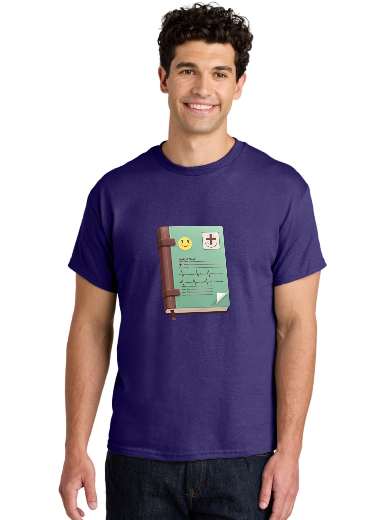Medical-Chart Men'S Graphic Tee, 100% Cotton, Comfortable Casual Summer Wear, Machine Washable, Medical Chart, Health Record, Medical Journal, Smiley Face, Plus Sign, Heart Rate Monitor, Patient History Baa993 18