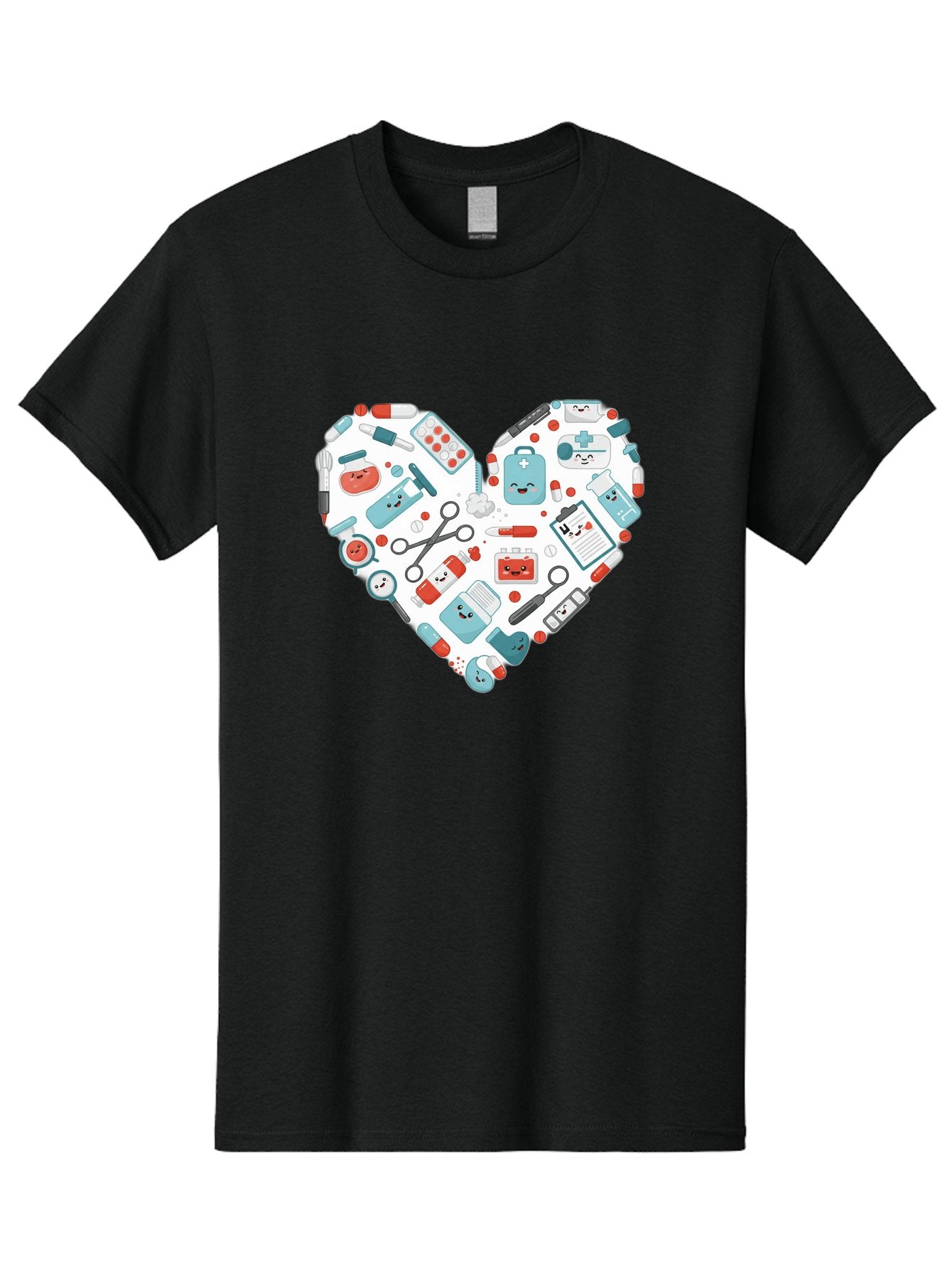 Medical-Heart Men'S Graphic Tee, 100% Cotton, Comfortable Casual Summer Wear, Machine Washable, Heart Shape, Medical Supplies, Healthcare Symbols, First Aid Kit, Medical Tools, Healthcare Icons, Medical Equipment, Health Care, Medical Kit, Baa995 5