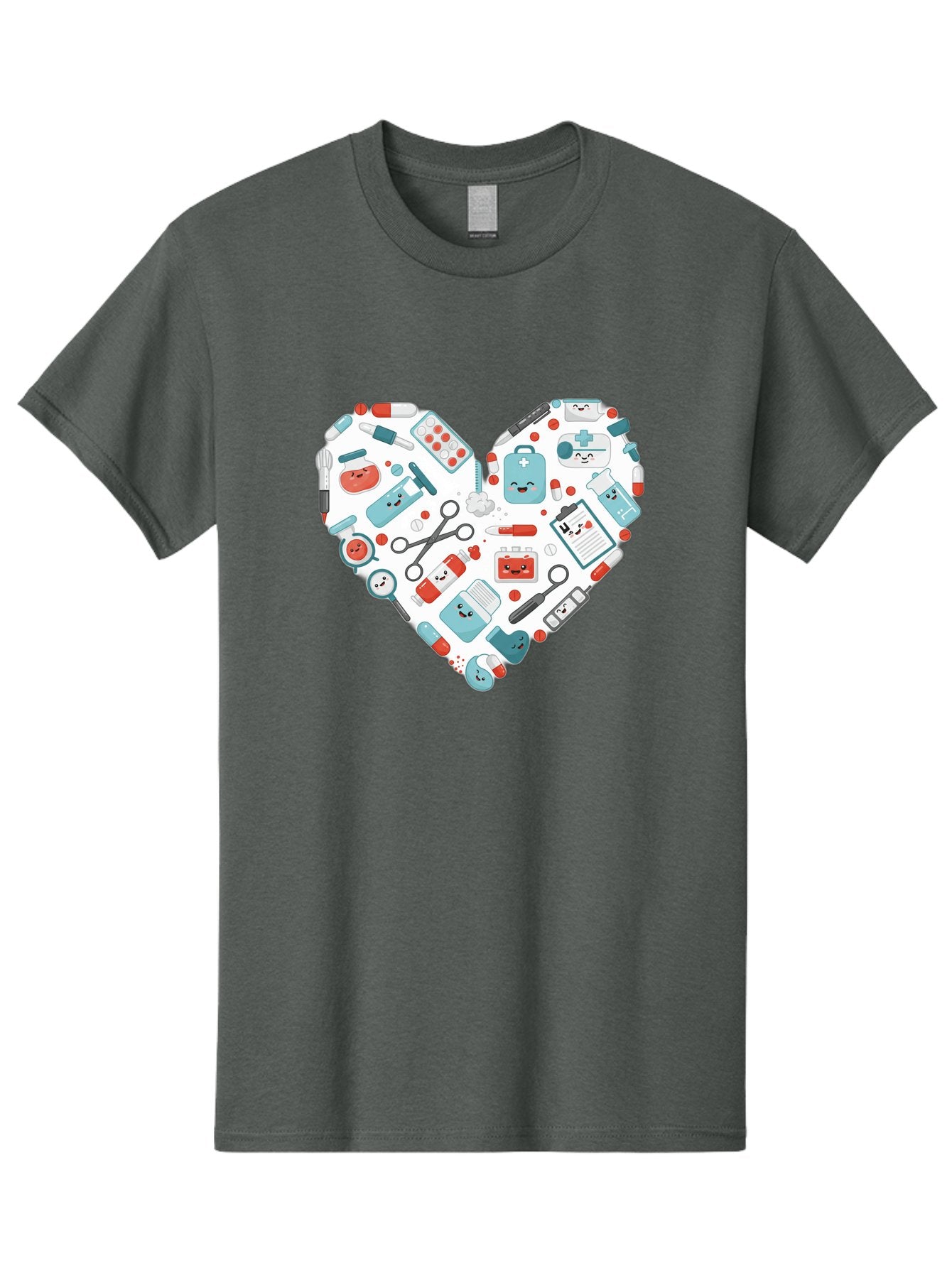 Medical-Heart Men'S Graphic Tee, 100% Cotton, Comfortable Casual Summer Wear, Machine Washable, Heart Shape, Medical Supplies, Healthcare Symbols, First Aid Kit, Medical Tools, Healthcare Icons, Medical Equipment, Health Care, Medical Kit, Baa995 9
