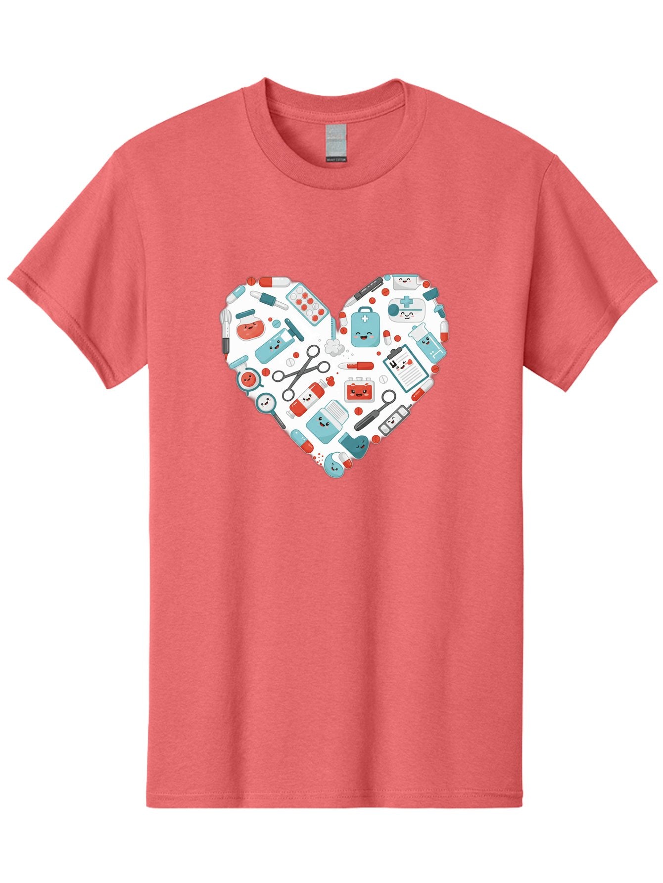 Medical-Heart Men'S Graphic Tee, 100% Cotton, Comfortable Casual Summer Wear, Machine Washable, Heart Shape, Medical Supplies, Healthcare Symbols, First Aid Kit, Medical Tools, Healthcare Icons, Medical Equipment, Health Care, Medical Kit, Baa995 7