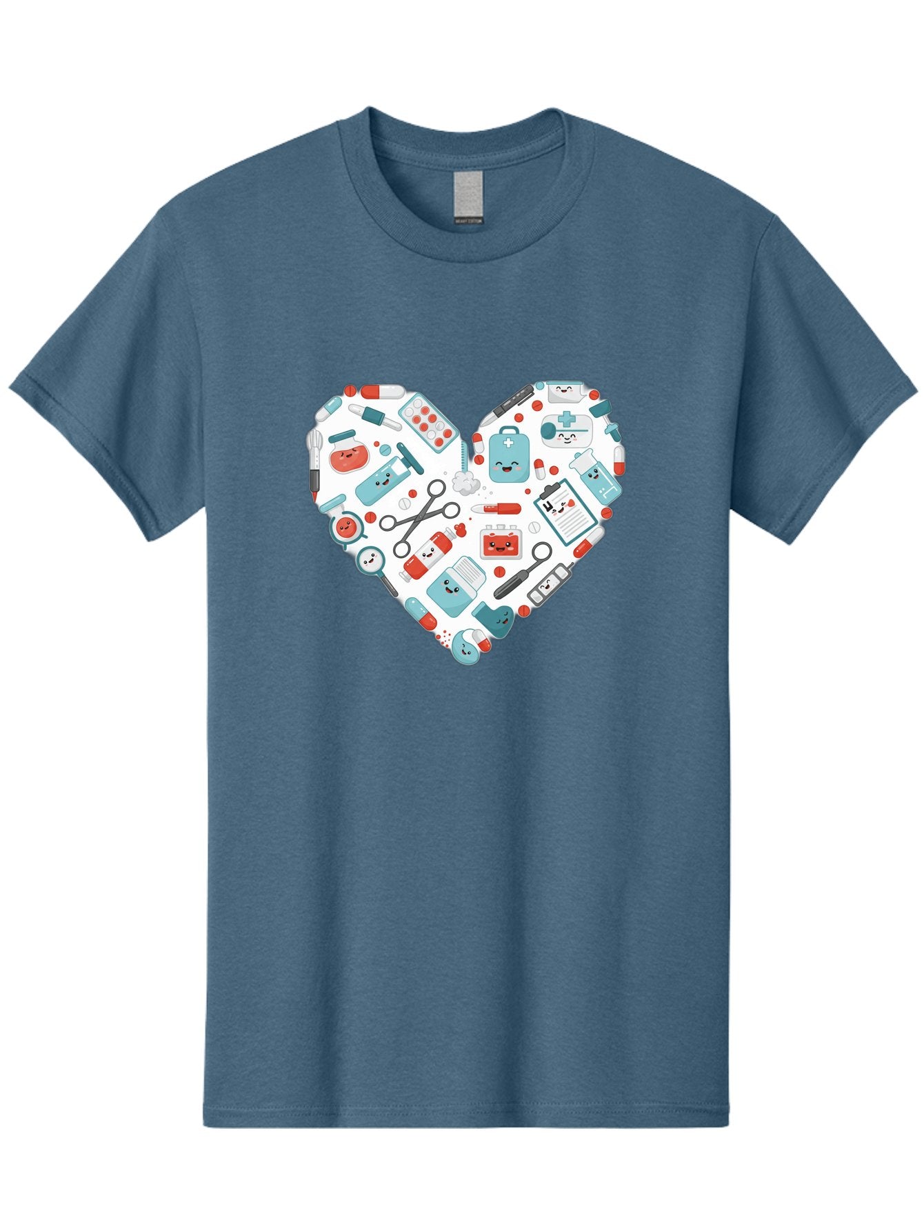 Medical-Heart Men'S Graphic Tee, 100% Cotton, Comfortable Casual Summer Wear, Machine Washable, Heart Shape, Medical Supplies, Healthcare Symbols, First Aid Kit, Medical Tools, Healthcare Icons, Medical Equipment, Health Care, Medical Kit, Baa995