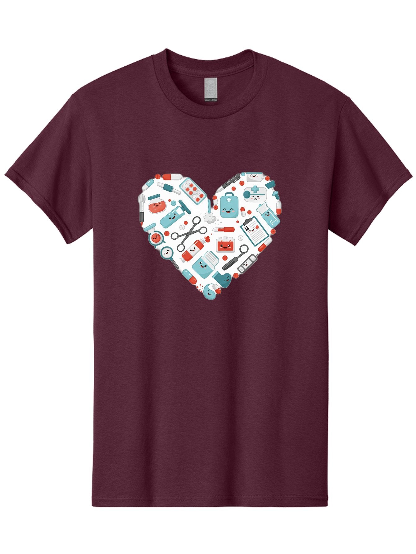 Medical-Heart Men'S Graphic Tee, 100% Cotton, Comfortable Casual Summer Wear, Machine Washable, Heart Shape, Medical Supplies, Healthcare Symbols, First Aid Kit, Medical Tools, Healthcare Icons, Medical Equipment, Health Care, Medical Kit, Baa995 6