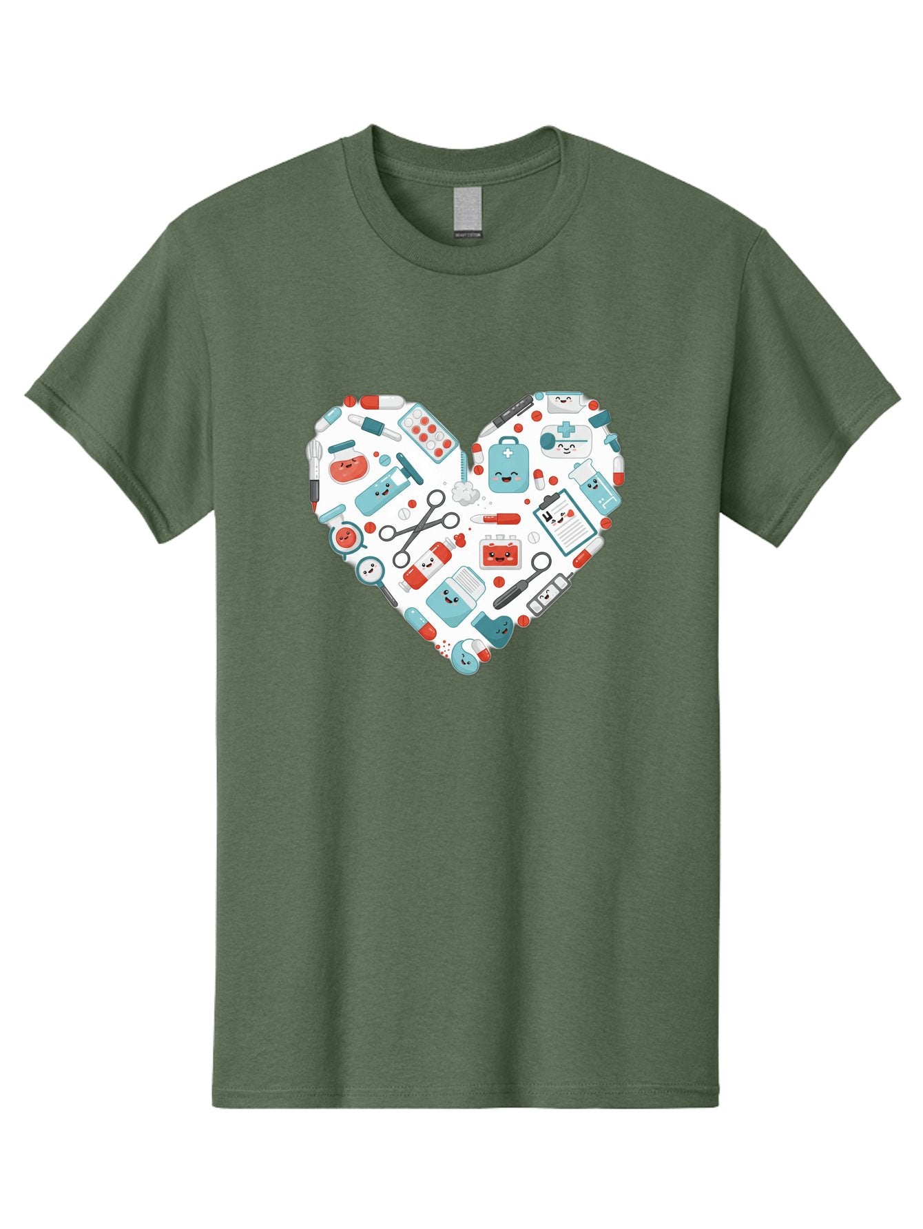 Medical-Heart Men'S Graphic Tee, 100% Cotton, Comfortable Casual Summer Wear, Machine Washable, Heart Shape, Medical Supplies, Healthcare Symbols, First Aid Kit, Medical Tools, Healthcare Icons, Medical Equipment, Health Care, Medical Kit, Baa995 4