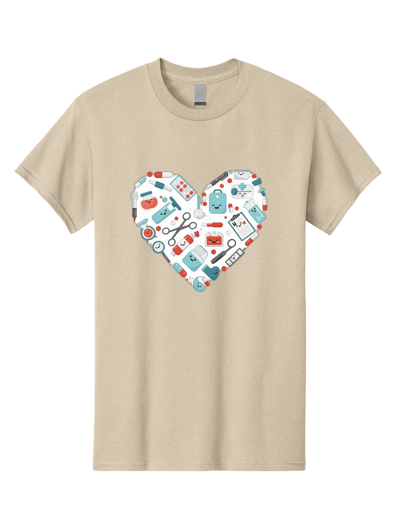 Medical-Heart Men'S Graphic Tee, 100% Cotton, Comfortable Casual Summer Wear, Machine Washable, Heart Shape, Medical Supplies, Healthcare Symbols, First Aid Kit, Medical Tools, Healthcare Icons, Medical Equipment, Health Care, Medical Kit, Baa995 8