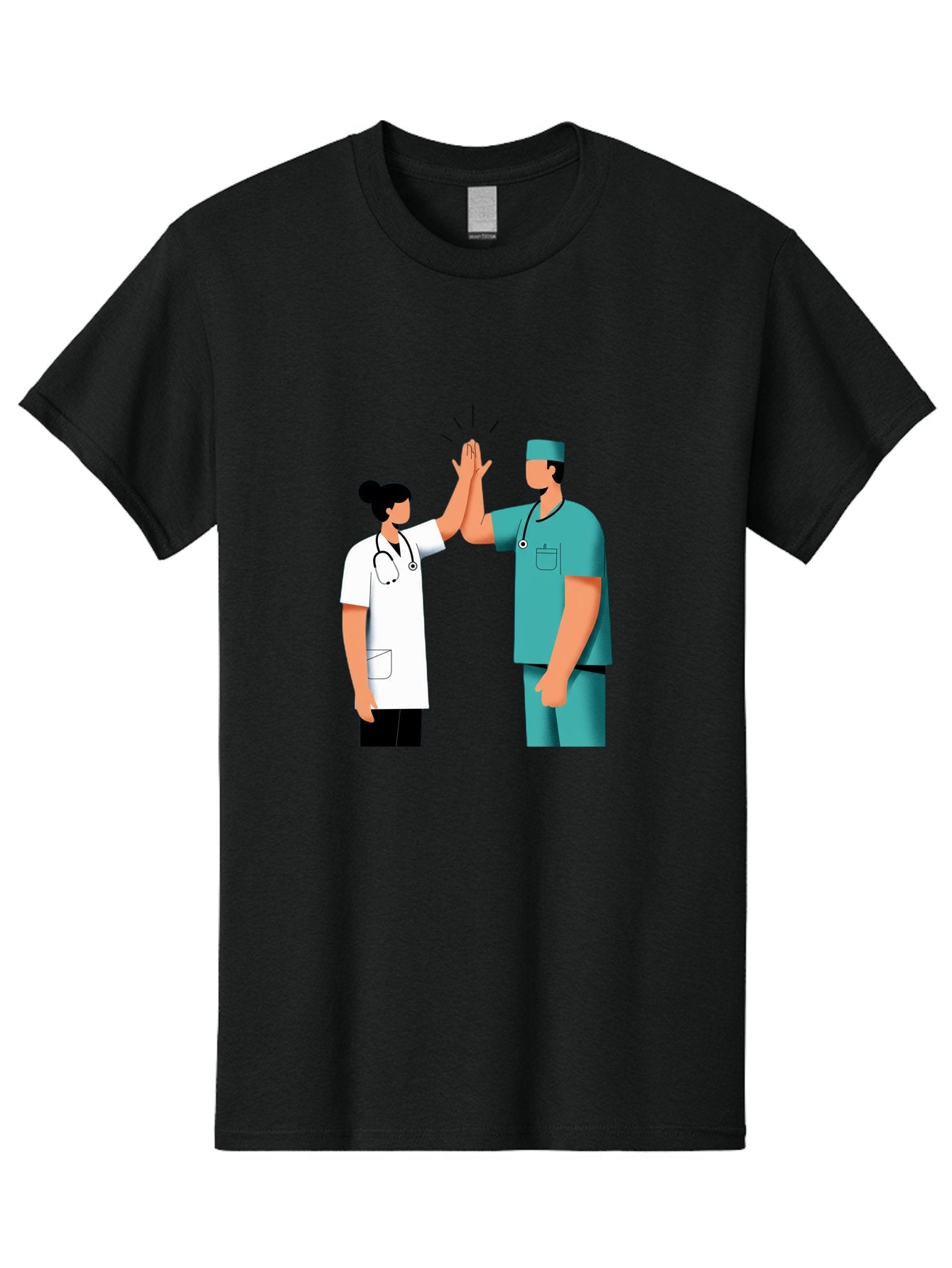 Medical-Professionals-High-Five Men'S Graphic Tee, 100% Cotton, Comfortable Casual Summer Wear, Machine Washable, Doctors Giving High Five, Medical Professionals, Teamwork, Healthcare Workers, Stethoscope, Medical Scrubs, Teamwork Success, Baa997 10