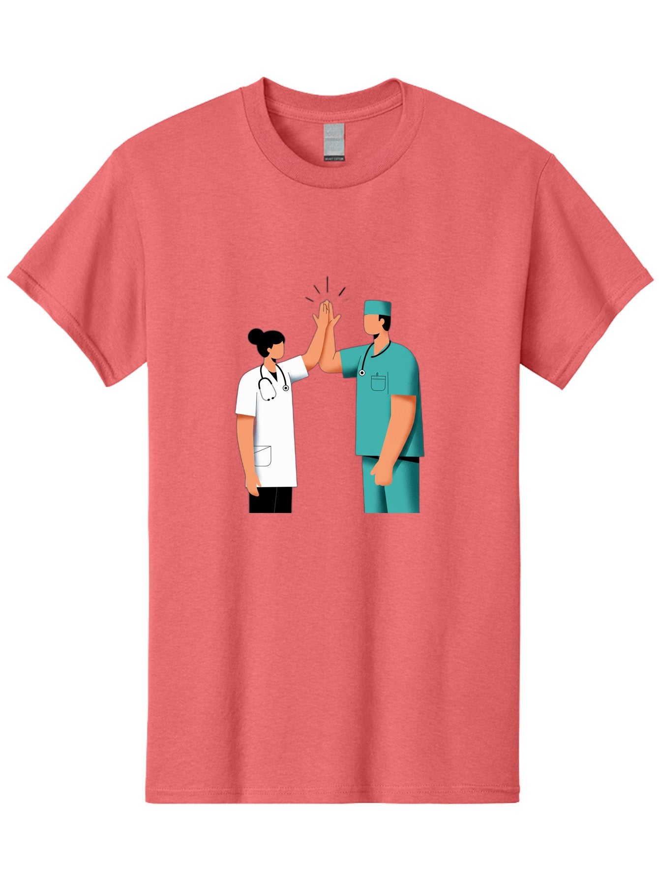 Medical-Professionals-High-Five Men'S Graphic Tee, 100% Cotton, Comfortable Casual Summer Wear, Machine Washable, Doctors Giving High Five, Medical Professionals, Teamwork, Healthcare Workers, Stethoscope, Medical Scrubs, Teamwork Success, Baa997 3