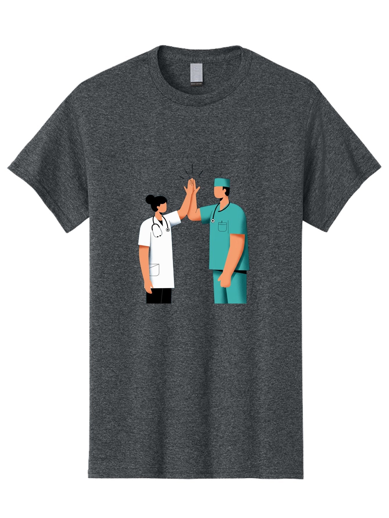 Medical-Professionals-High-Five Men'S Graphic Tee, 100% Cotton, Comfortable Casual Summer Wear, Machine Washable, Doctors Giving High Five, Medical Professionals, Teamwork, Healthcare Workers, Stethoscope, Medical Scrubs, Teamwork Success, Baa997 4