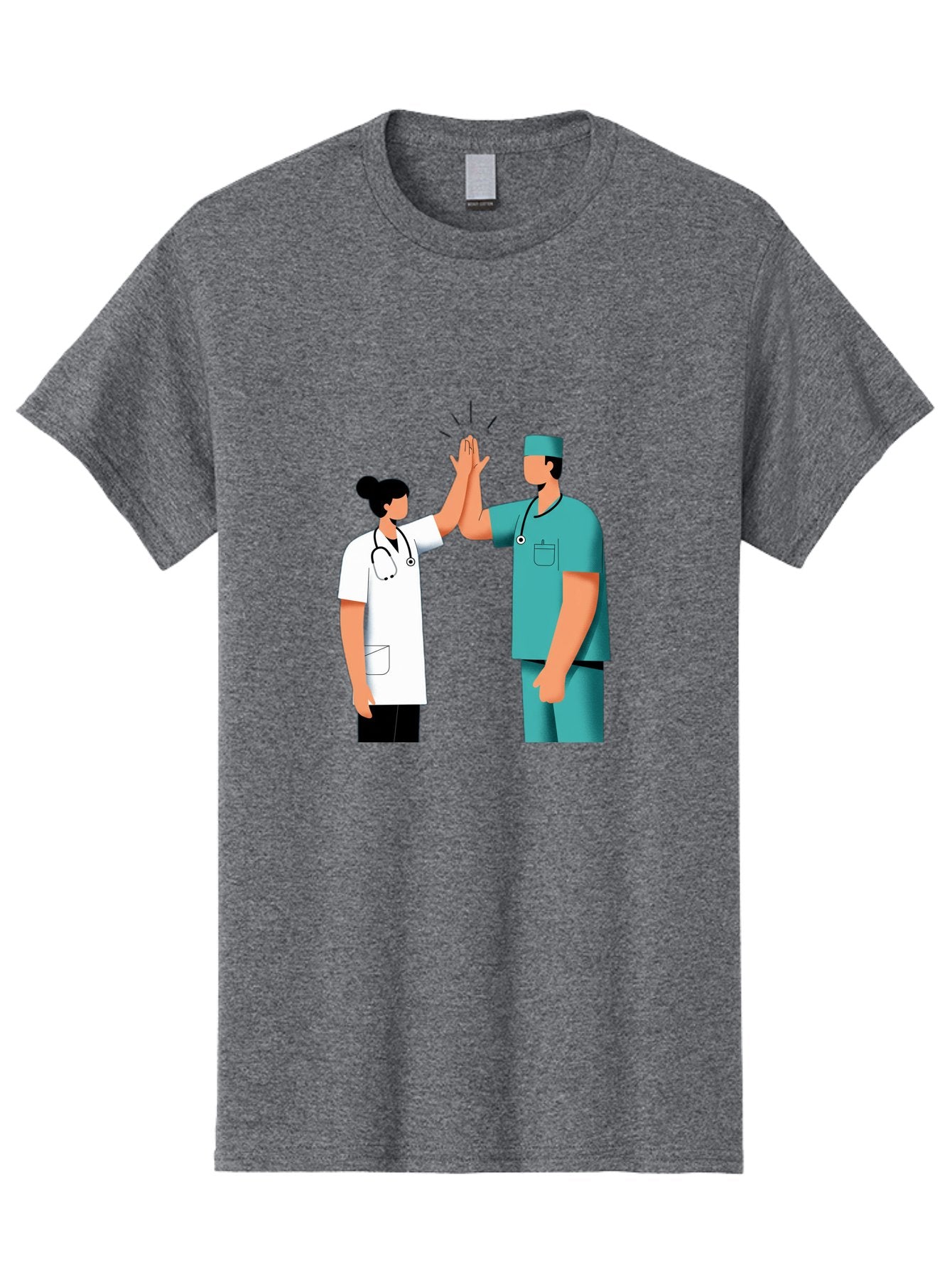 Medical-Professionals-High-Five Men'S Graphic Tee, 100% Cotton, Comfortable Casual Summer Wear, Machine Washable, Doctors Giving High Five, Medical Professionals, Teamwork, Healthcare Workers, Stethoscope, Medical Scrubs, Teamwork Success, Baa997 5