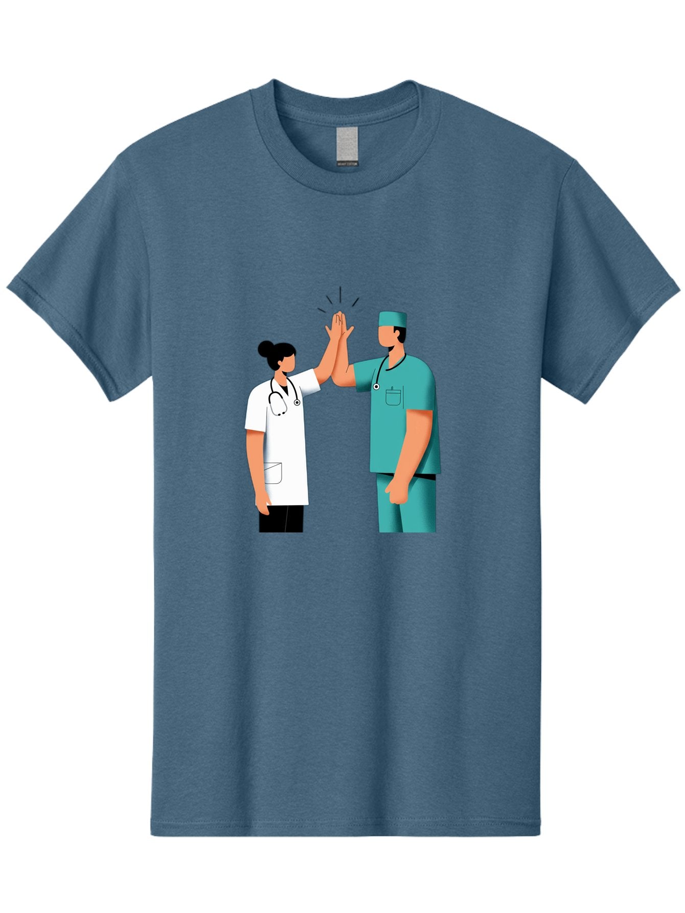 Medical-Professionals-High-Five Men'S Graphic Tee, 100% Cotton, Comfortable Casual Summer Wear, Machine Washable, Doctors Giving High Five, Medical Professionals, Teamwork, Healthcare Workers, Stethoscope, Medical Scrubs, Teamwork Success, Baa997 14