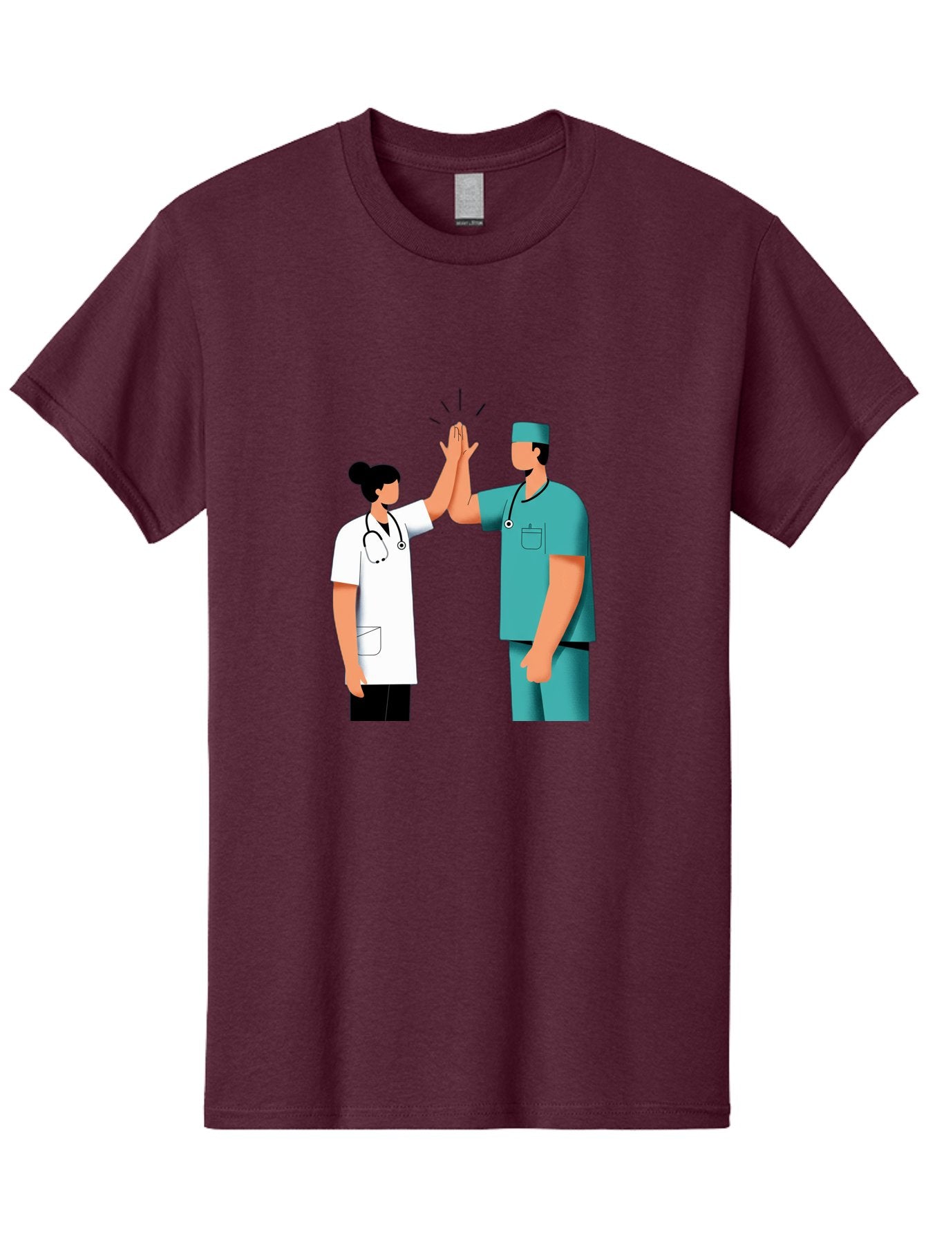 Medical-Professionals-High-Five Men'S Graphic Tee, 100% Cotton, Comfortable Casual Summer Wear, Machine Washable, Doctors Giving High Five, Medical Professionals, Teamwork, Healthcare Workers, Stethoscope, Medical Scrubs, Teamwork Success, Baa997 13