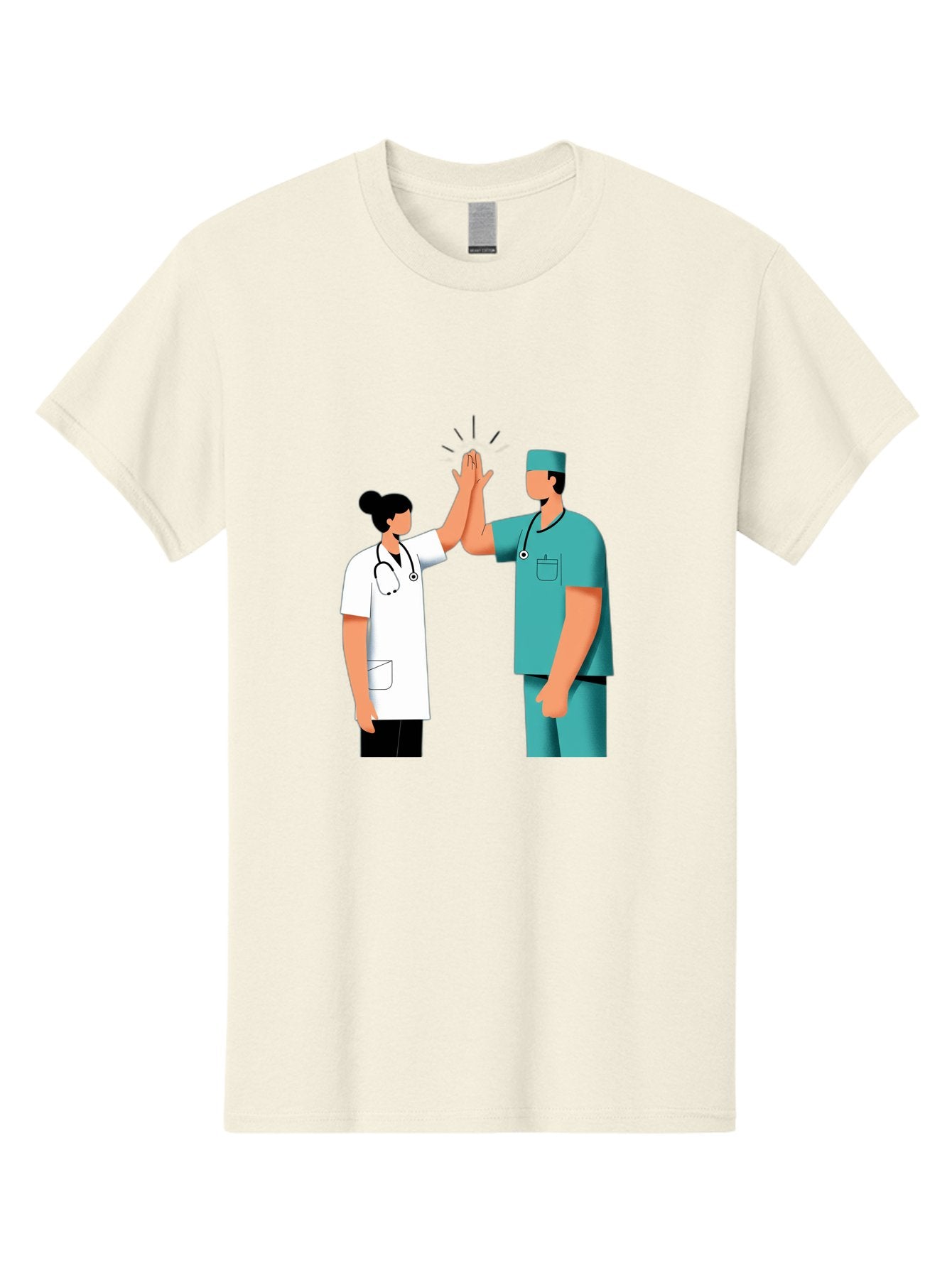 Medical-Professionals-High-Five Men'S Graphic Tee, 100% Cotton, Comfortable Casual Summer Wear, Machine Washable, Doctors Giving High Five, Medical Professionals, Teamwork, Healthcare Workers, Stethoscope, Medical Scrubs, Teamwork Success, Baa997 9