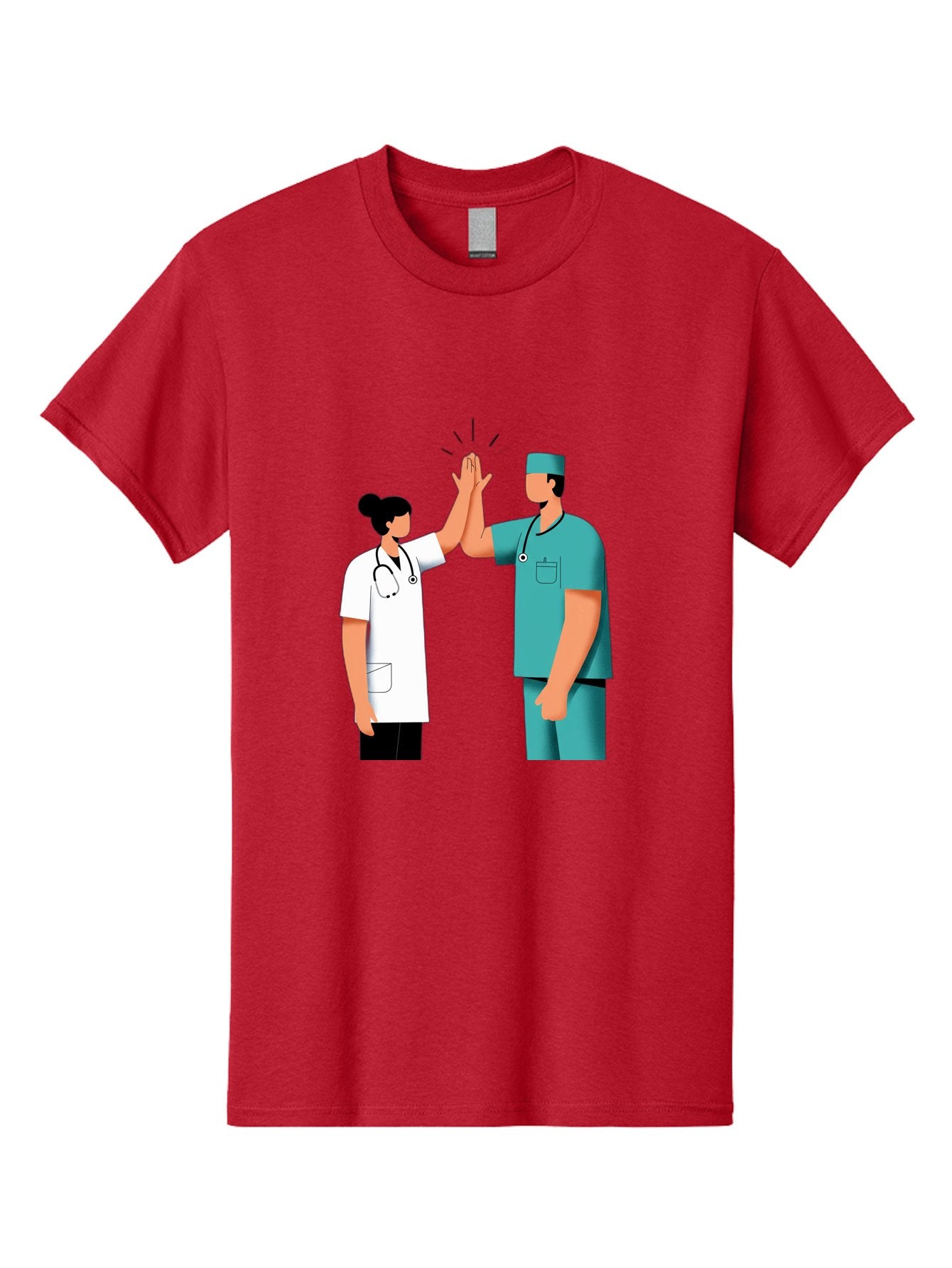 Medical-Professionals-High-Five Men'S Graphic Tee, 100% Cotton, Comfortable Casual Summer Wear, Machine Washable, Doctors Giving High Five, Medical Professionals, Teamwork, Healthcare Workers, Stethoscope, Medical Scrubs, Teamwork Success, Baa997 12