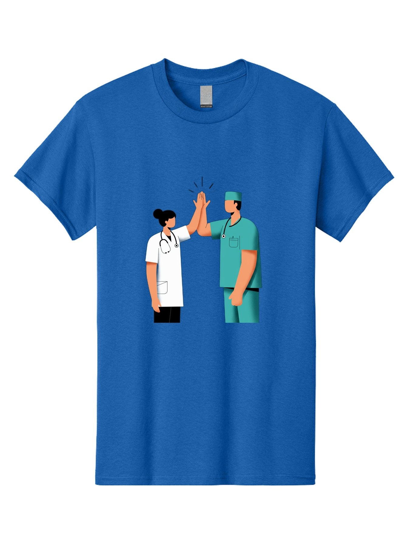 Medical-Professionals-High-Five Men'S Graphic Tee, 100% Cotton, Comfortable Casual Summer Wear, Machine Washable, Doctors Giving High Five, Medical Professionals, Teamwork, Healthcare Workers, Stethoscope, Medical Scrubs, Teamwork Success, Baa997 15