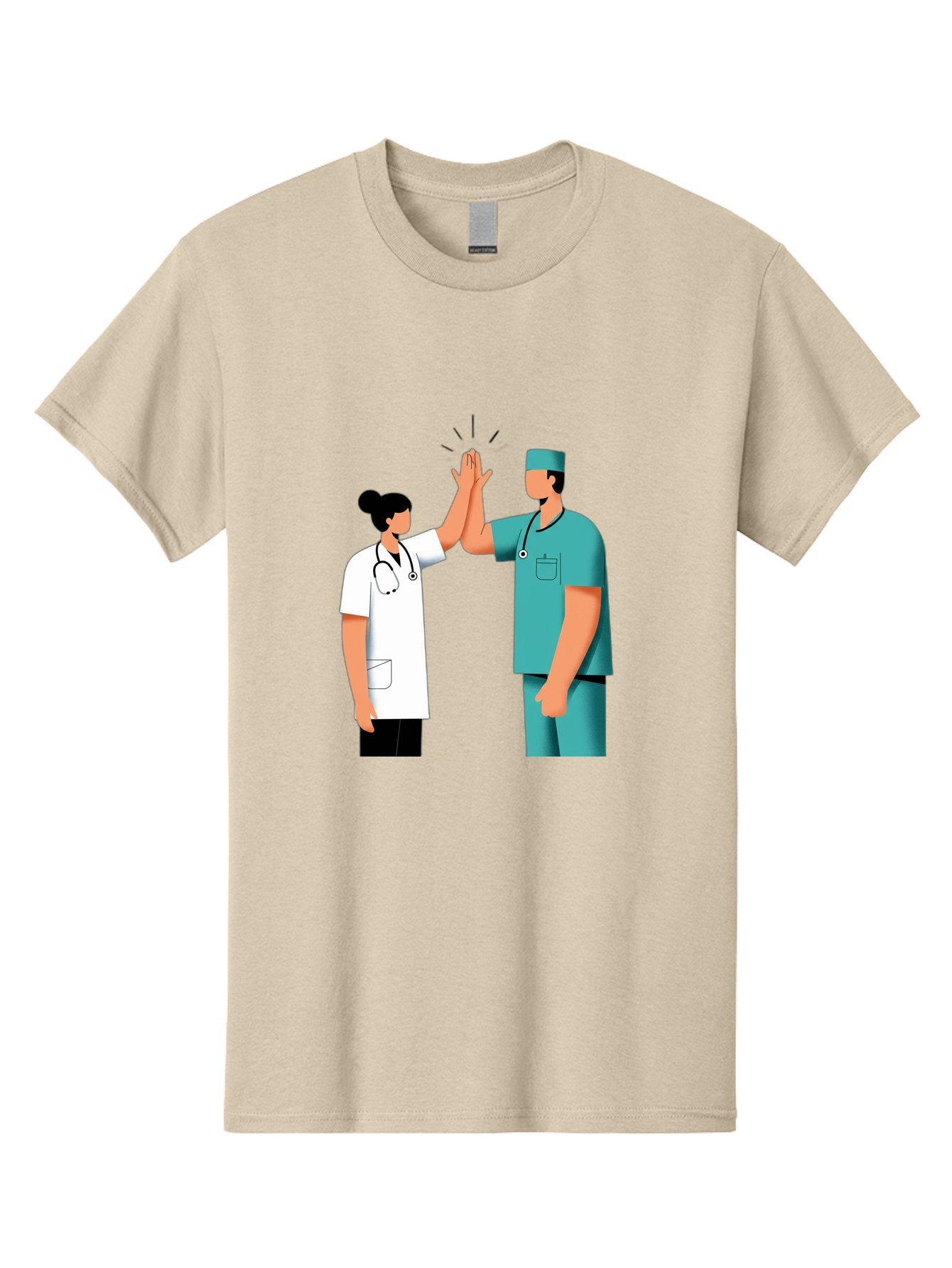 Medical-Professionals-High-Five Men'S Graphic Tee, 100% Cotton, Comfortable Casual Summer Wear, Machine Washable, Doctors Giving High Five, Medical Professionals, Teamwork, Healthcare Workers, Stethoscope, Medical Scrubs, Teamwork Success, Baa997 6