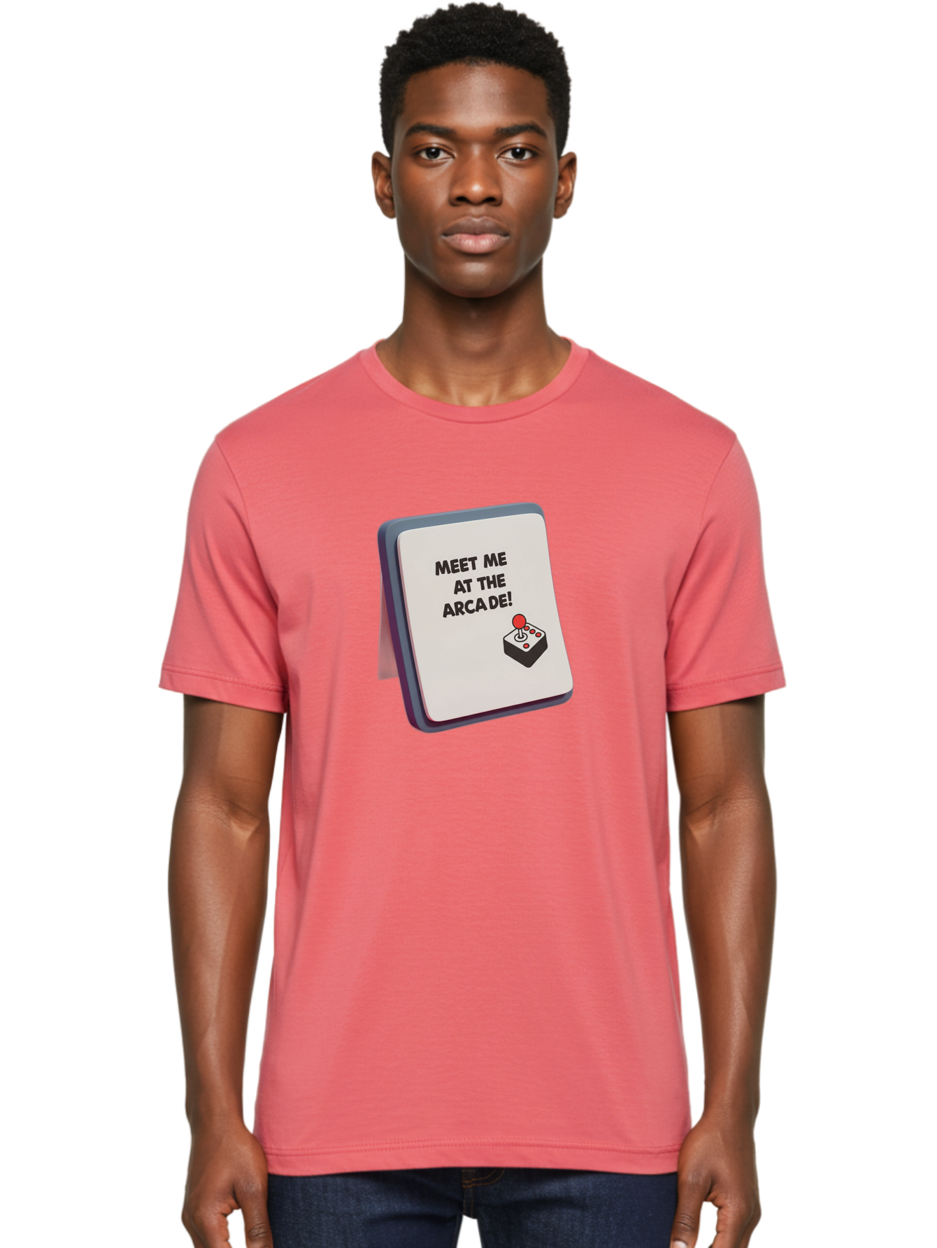 Meet-Me-At-The-Arcade Men'S Graphic Tee, 100% Cotton, Comfortable Casual Summer Wear, Machine Washable, Arcade Invitation, Vintage Video Games, Retro Gaming, Nostalgic Fun, Gaming Culture, Joystick Graphics, Classic Arcade Vibes, Baa998 30