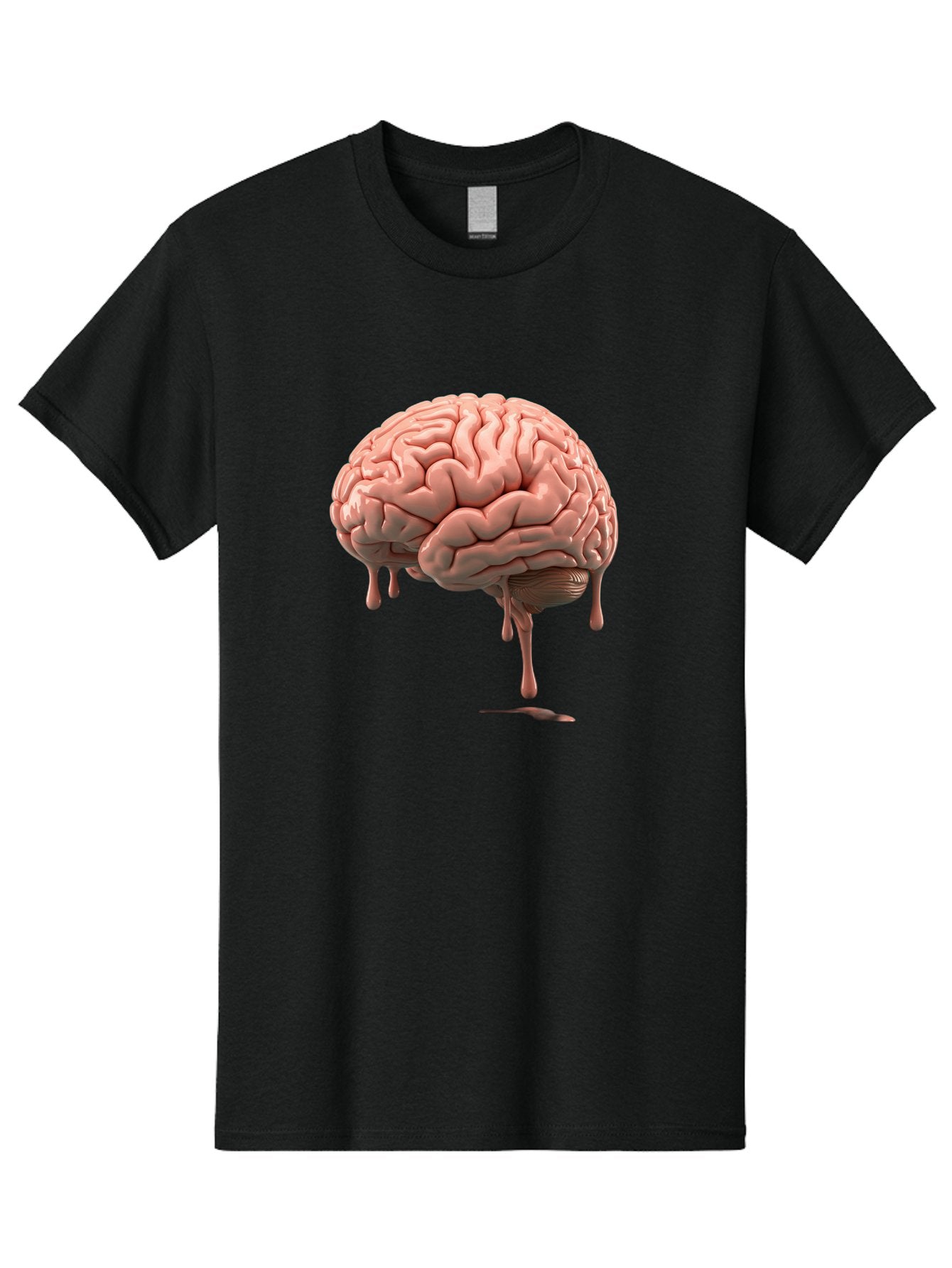 Melting-Brain Men'S Graphic Tee, 100% Cotton, Comfortable Casual Summer Wear, Machine Washable, Human Brain, Melting Effect, Surreal Art, Psychological Concept, Cognitive Distortion, Abstract Representation, Creative Visualization, Baa999 15