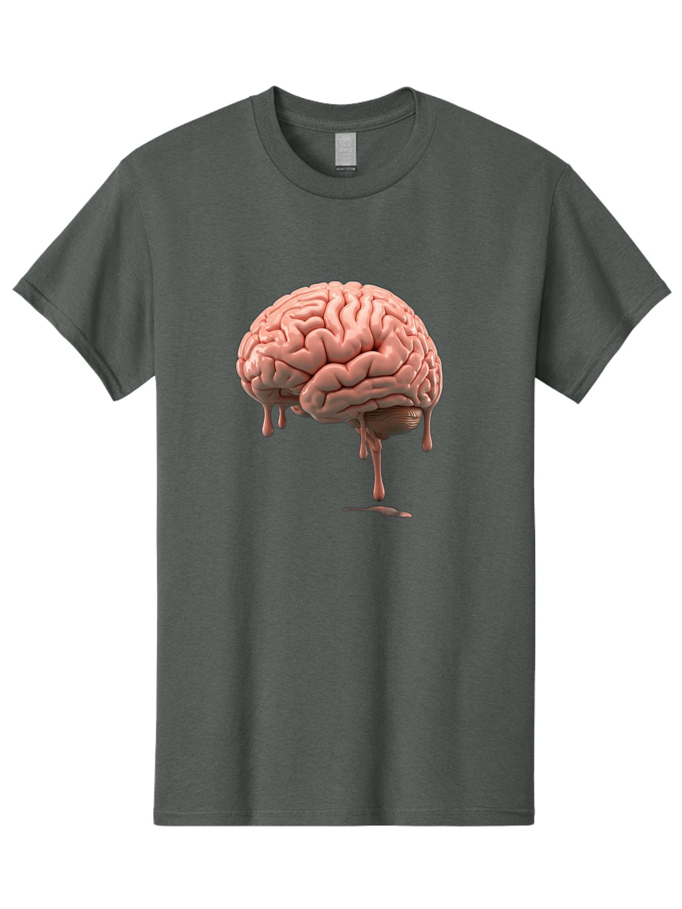 Melting-Brain Men'S Graphic Tee, 100% Cotton, Comfortable Casual Summer Wear, Machine Washable, Human Brain, Melting Effect, Surreal Art, Psychological Concept, Cognitive Distortion, Abstract Representation, Creative Visualization, Baa999 14