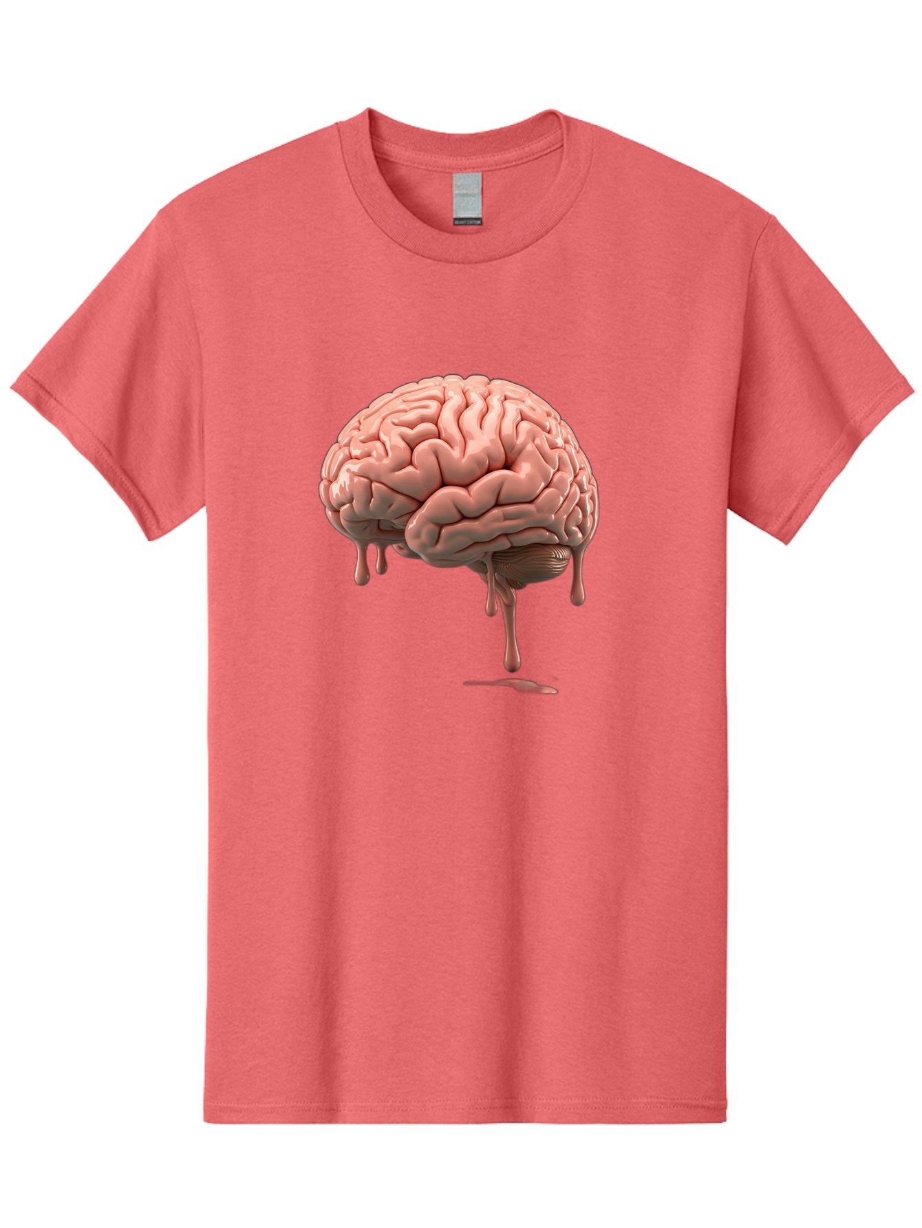 Melting-Brain Men'S Graphic Tee, 100% Cotton, Comfortable Casual Summer Wear, Machine Washable, Human Brain, Melting Effect, Surreal Art, Psychological Concept, Cognitive Distortion, Abstract Representation, Creative Visualization, Baa999 12