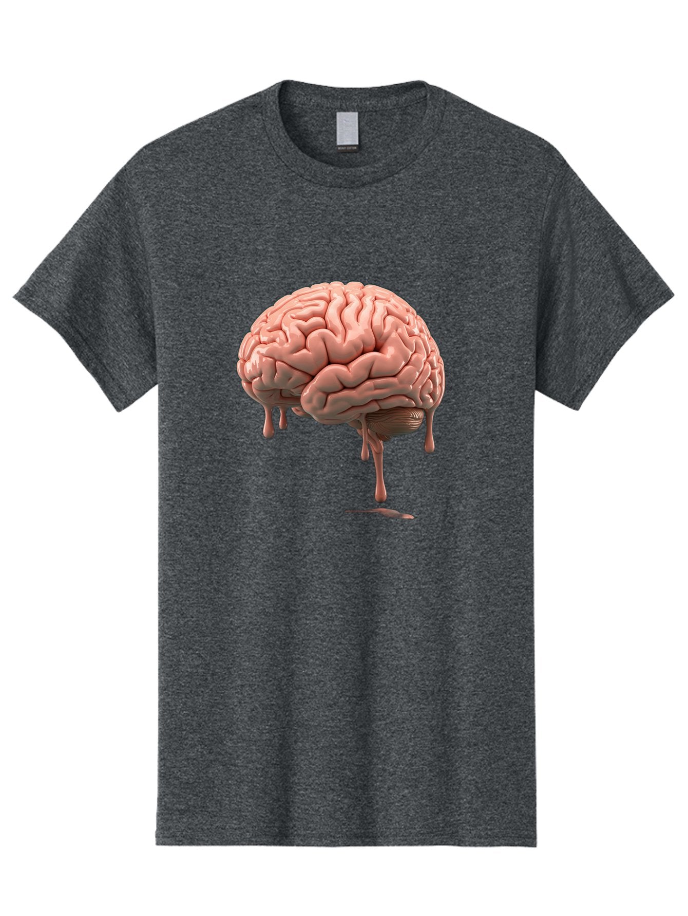 Melting-Brain Men'S Graphic Tee, 100% Cotton, Comfortable Casual Summer Wear, Machine Washable, Human Brain, Melting Effect, Surreal Art, Psychological Concept, Cognitive Distortion, Abstract Representation, Creative Visualization, Baa999 5