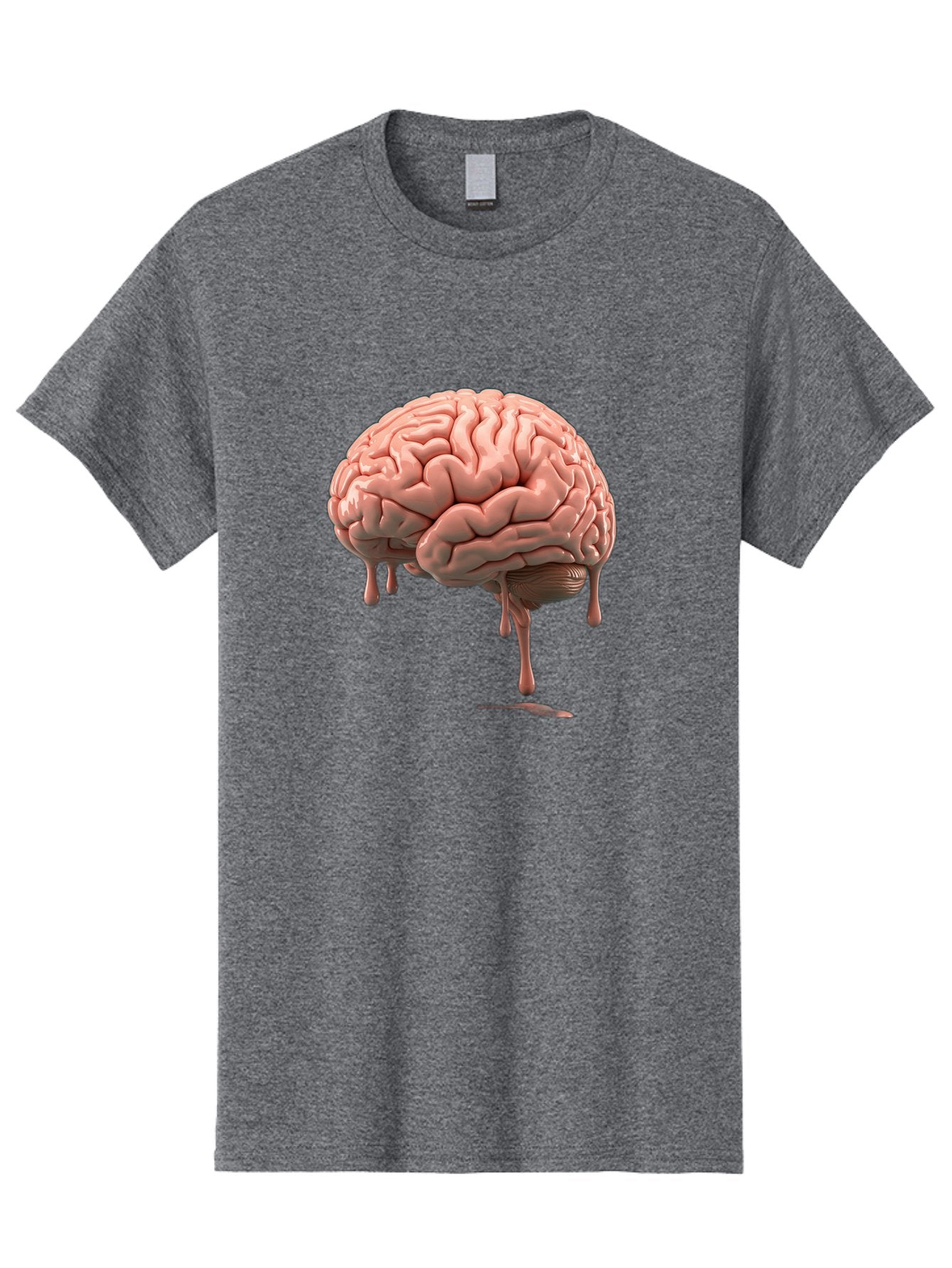 Melting-Brain Men'S Graphic Tee, 100% Cotton, Comfortable Casual Summer Wear, Machine Washable, Human Brain, Melting Effect, Surreal Art, Psychological Concept, Cognitive Distortion, Abstract Representation, Creative Visualization, Baa999 4