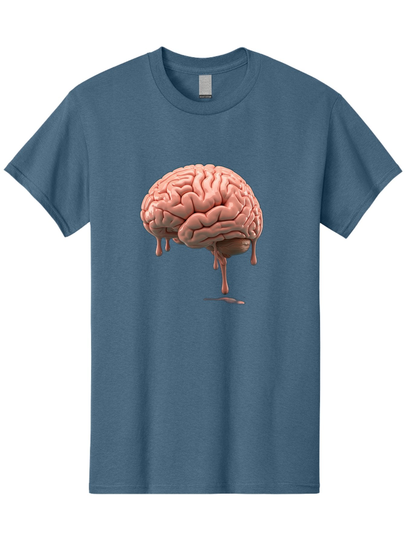Melting-Brain Men'S Graphic Tee, 100% Cotton, Comfortable Casual Summer Wear, Machine Washable, Human Brain, Melting Effect, Surreal Art, Psychological Concept, Cognitive Distortion, Abstract Representation, Creative Visualization, Baa999