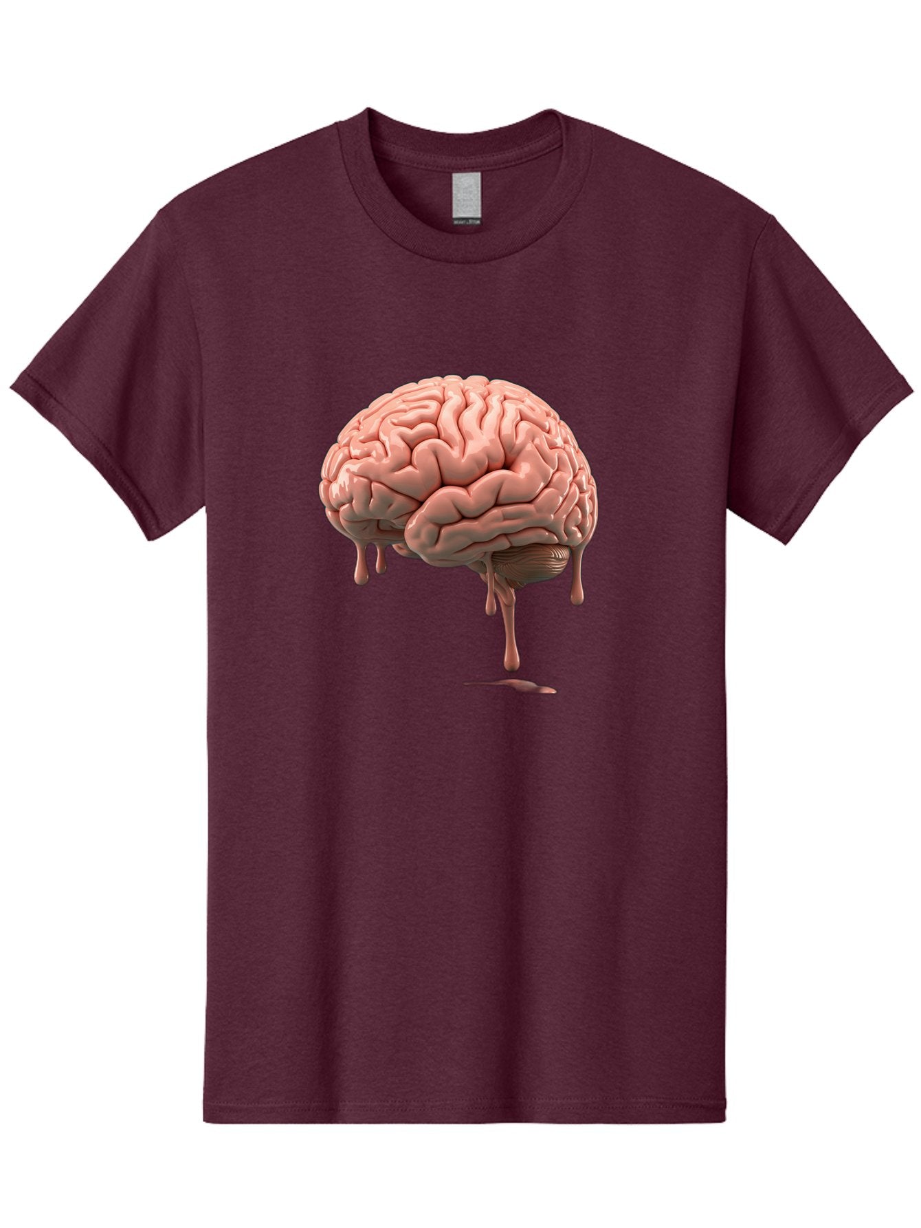 Melting-Brain Men'S Graphic Tee, 100% Cotton, Comfortable Casual Summer Wear, Machine Washable, Human Brain, Melting Effect, Surreal Art, Psychological Concept, Cognitive Distortion, Abstract Representation, Creative Visualization, Baa999 13