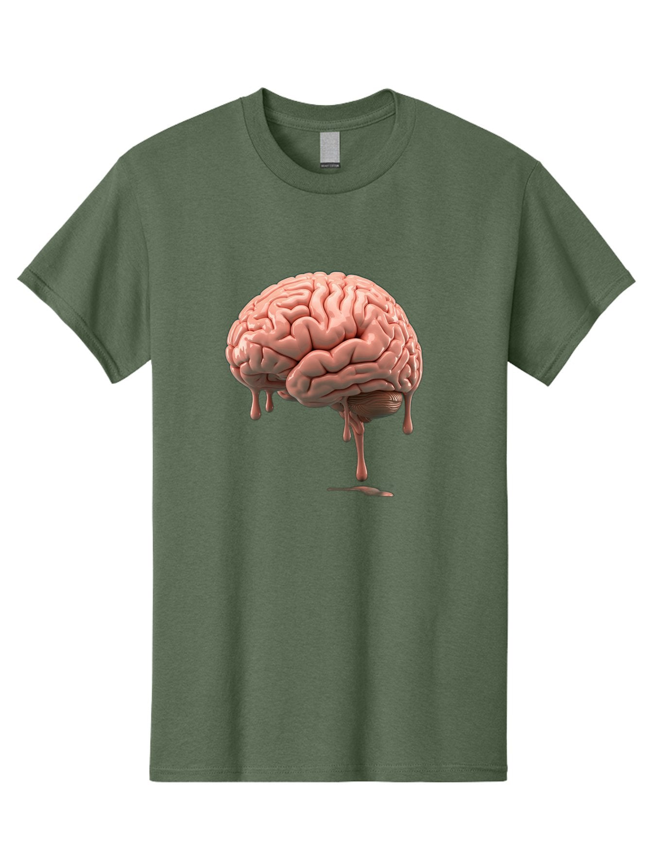 Melting-Brain Men'S Graphic Tee, 100% Cotton, Comfortable Casual Summer Wear, Machine Washable, Human Brain, Melting Effect, Surreal Art, Psychological Concept, Cognitive Distortion, Abstract Representation, Creative Visualization, Baa999 9