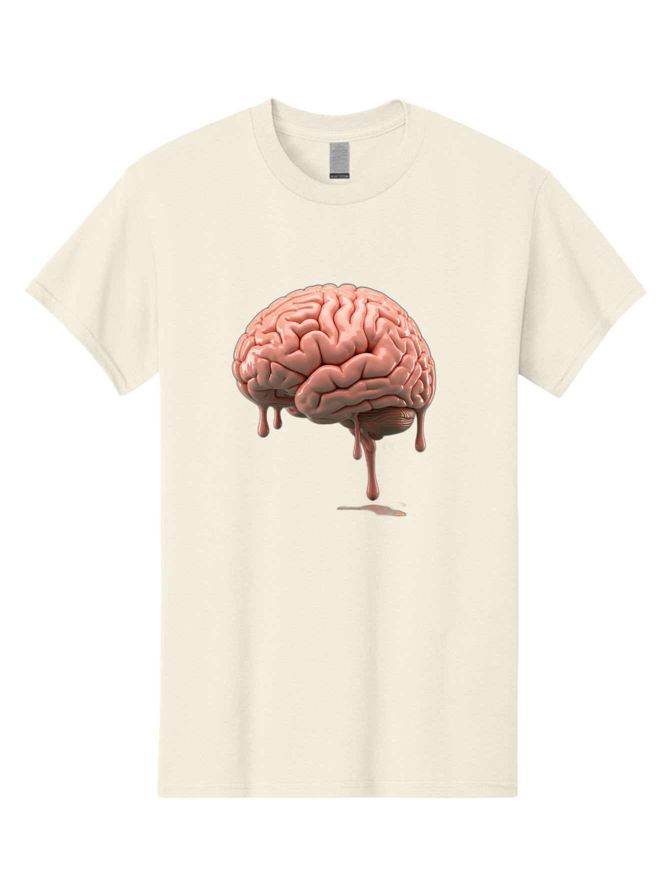 Melting-Brain Men'S Graphic Tee, 100% Cotton, Comfortable Casual Summer Wear, Machine Washable, Human Brain, Melting Effect, Surreal Art, Psychological Concept, Cognitive Distortion, Abstract Representation, Creative Visualization, Baa999 8