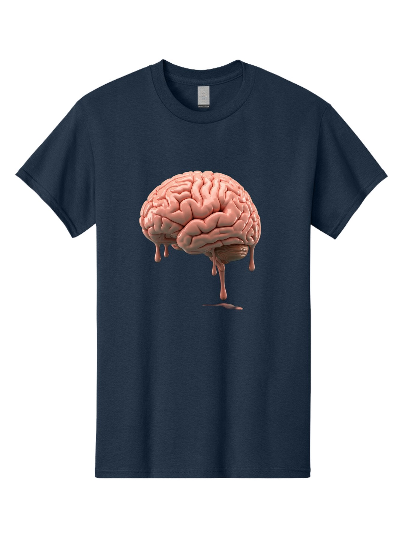 Melting-Brain Men'S Graphic Tee, 100% Cotton, Comfortable Casual Summer Wear, Machine Washable, Human Brain, Melting Effect, Surreal Art, Psychological Concept, Cognitive Distortion, Abstract Representation, Creative Visualization, Baa999 3