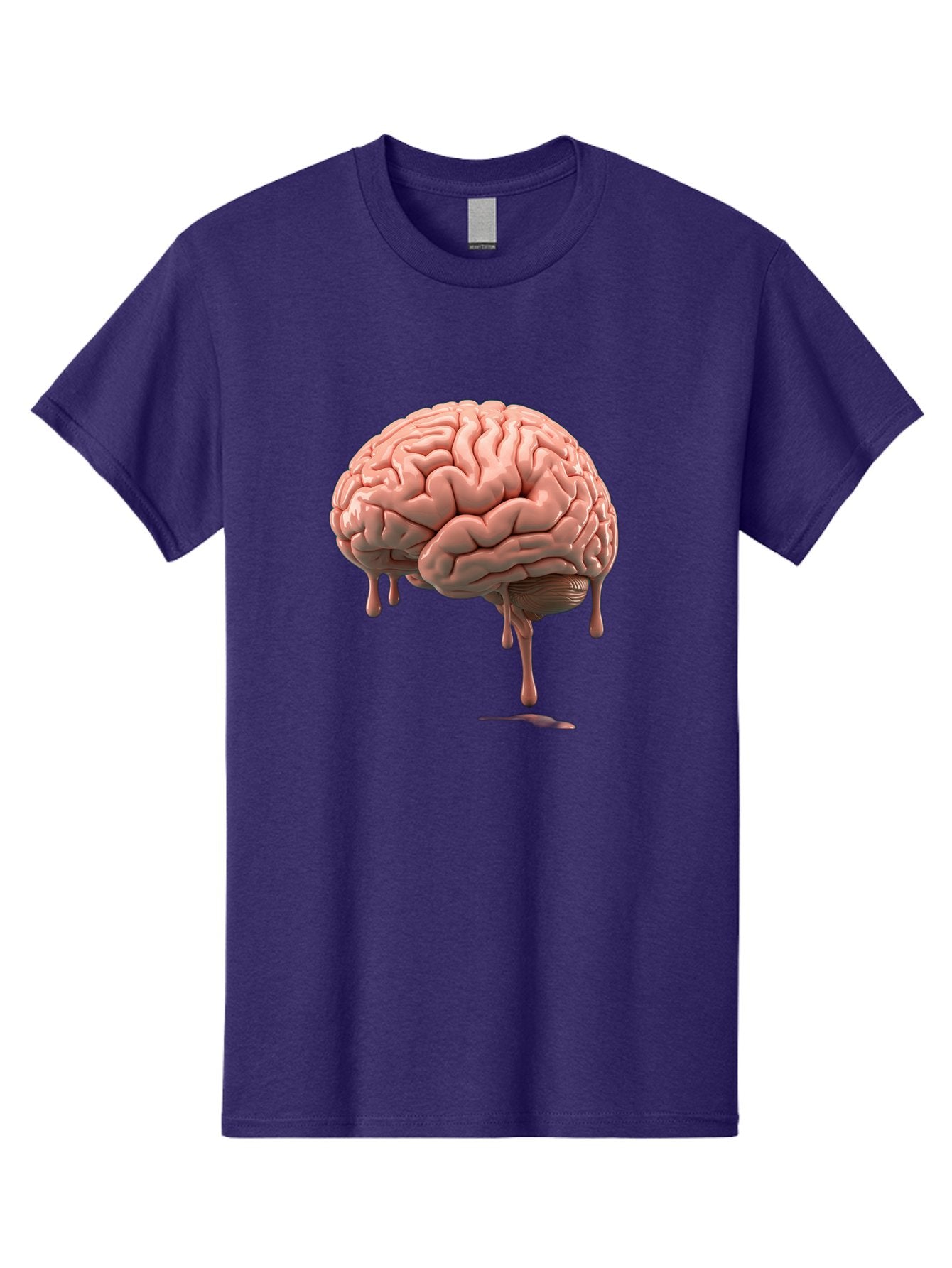Melting-Brain Men'S Graphic Tee, 100% Cotton, Comfortable Casual Summer Wear, Machine Washable, Human Brain, Melting Effect, Surreal Art, Psychological Concept, Cognitive Distortion, Abstract Representation, Creative Visualization, Baa999 6