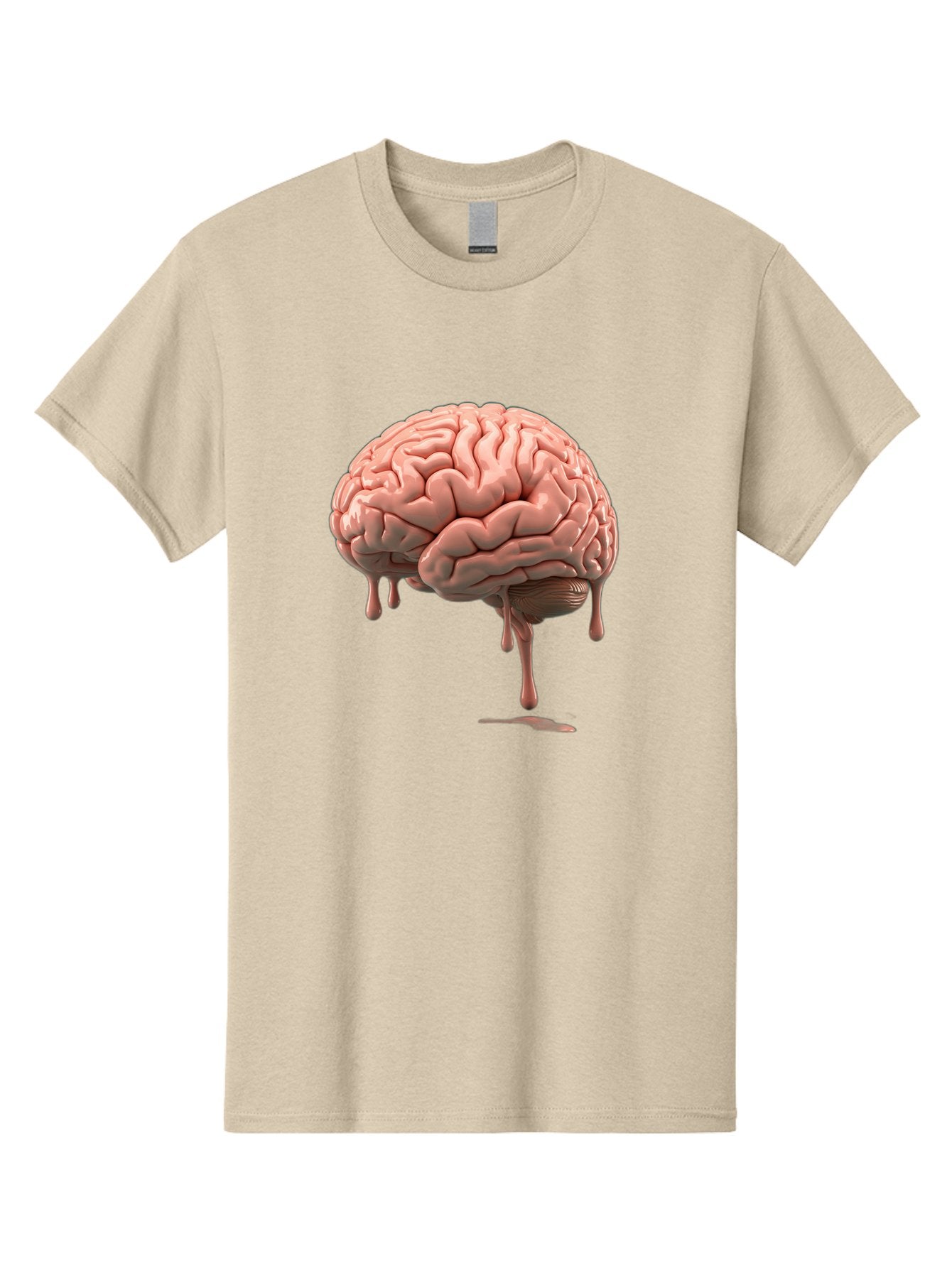 Melting-Brain Men'S Graphic Tee, 100% Cotton, Comfortable Casual Summer Wear, Machine Washable, Human Brain, Melting Effect, Surreal Art, Psychological Concept, Cognitive Distortion, Abstract Representation, Creative Visualization, Baa999 7
