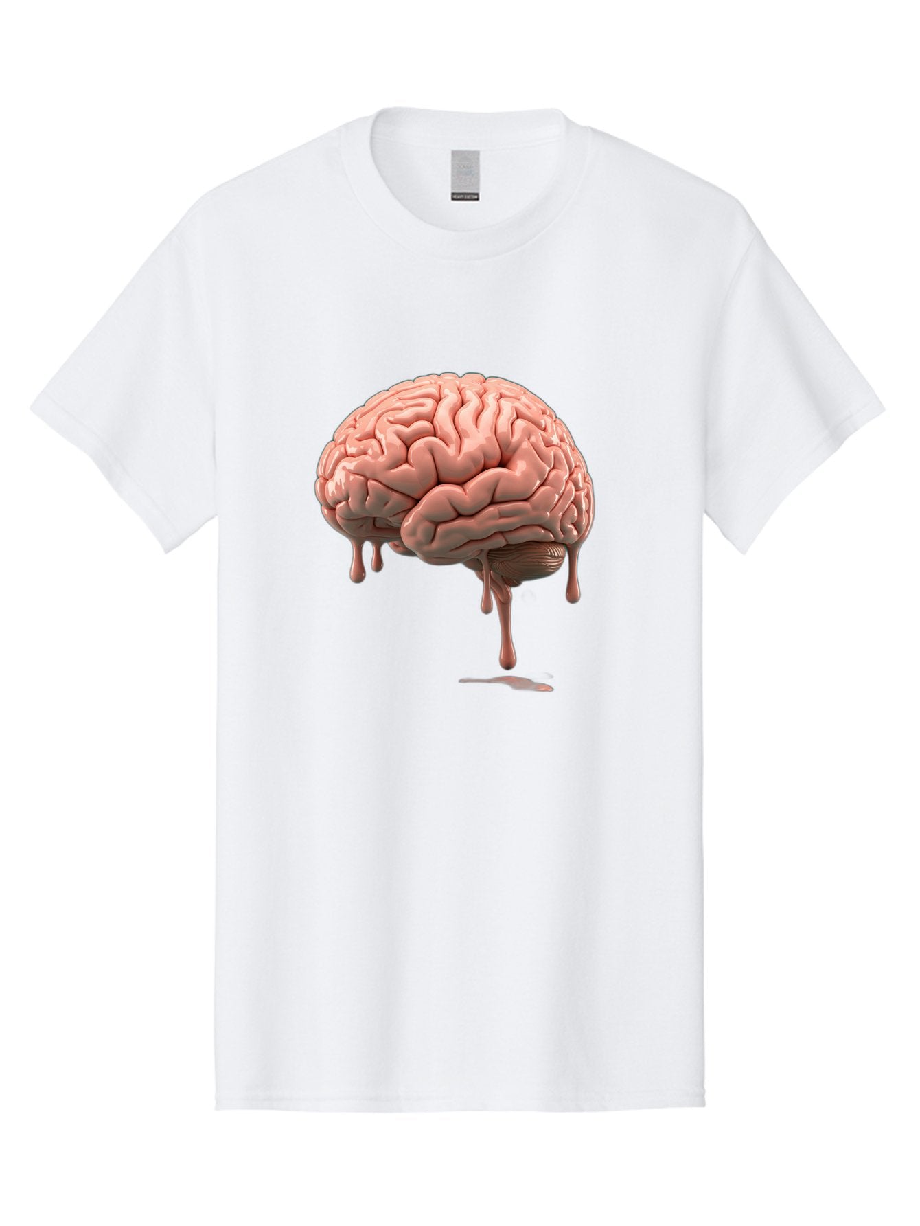 Melting-Brain Men'S Graphic Tee, 100% Cotton, Comfortable Casual Summer Wear, Machine Washable, Human Brain, Melting Effect, Surreal Art, Psychological Concept, Cognitive Distortion, Abstract Representation, Creative Visualization, Baa999 11