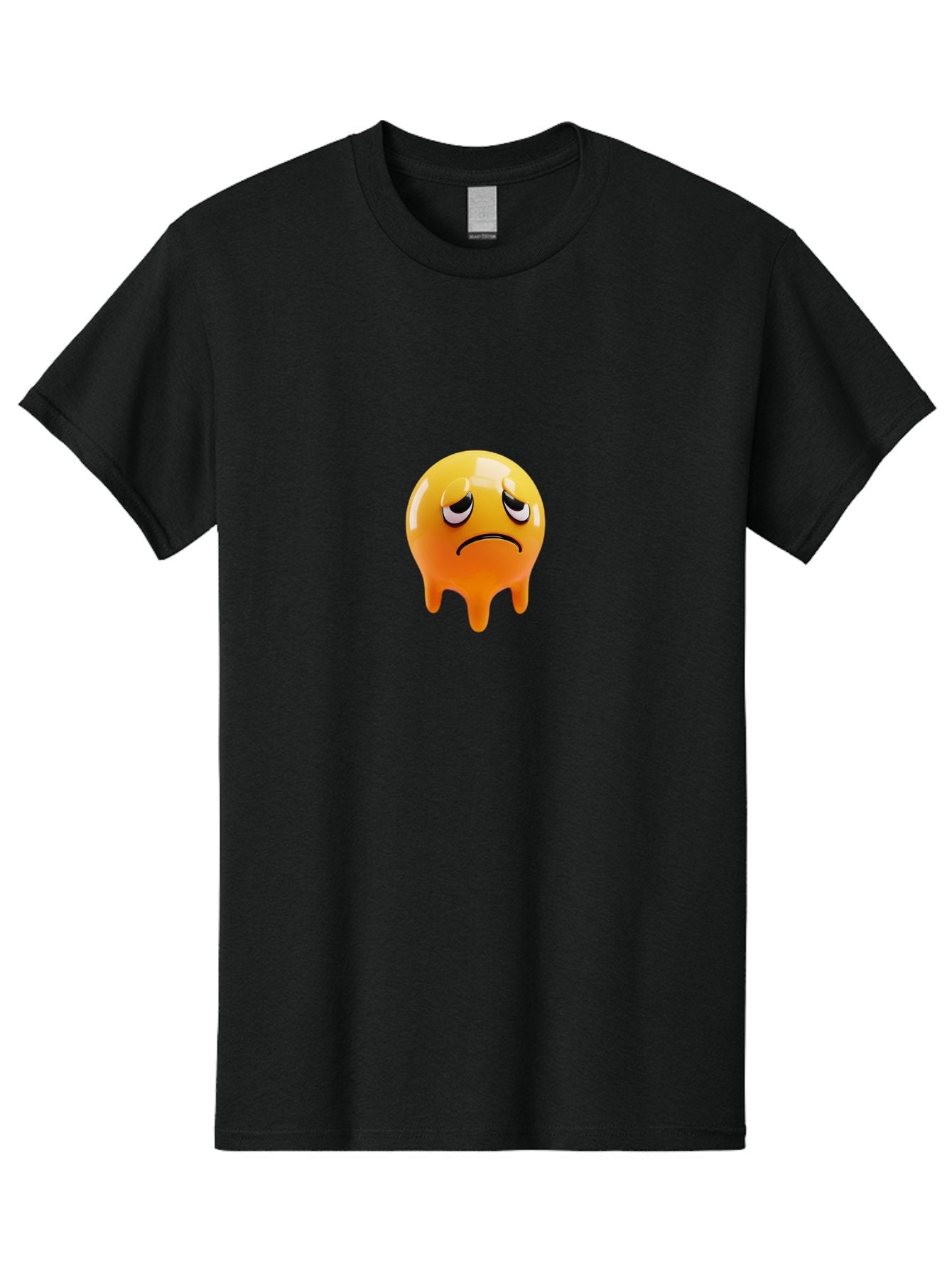 Melting-Face Men'S Graphic Tee, 100% Cotton, Comfortable Casual Summer Wear, Machine Washable, Melting Emoji, Yellow Face, Unhappy Face, Unhappy Emoji, Frowning Face, Sad Emoji, Cartoon Character, Emoticon, 3D Rendering, Digital Art, Bab000 11