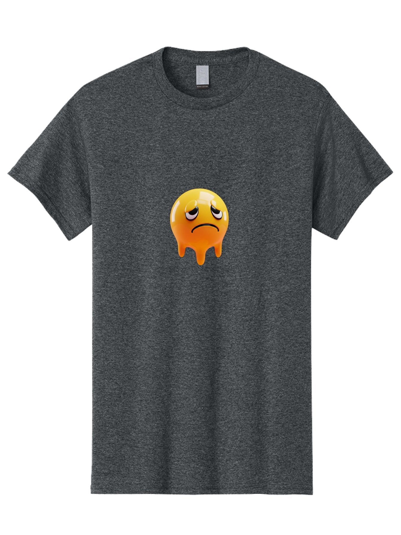 Melting-Face Men'S Graphic Tee, 100% Cotton, Comfortable Casual Summer Wear, Machine Washable, Melting Emoji, Yellow Face, Unhappy Face, Unhappy Emoji, Frowning Face, Sad Emoji, Cartoon Character, Emoticon, 3D Rendering, Digital Art, Bab000 15