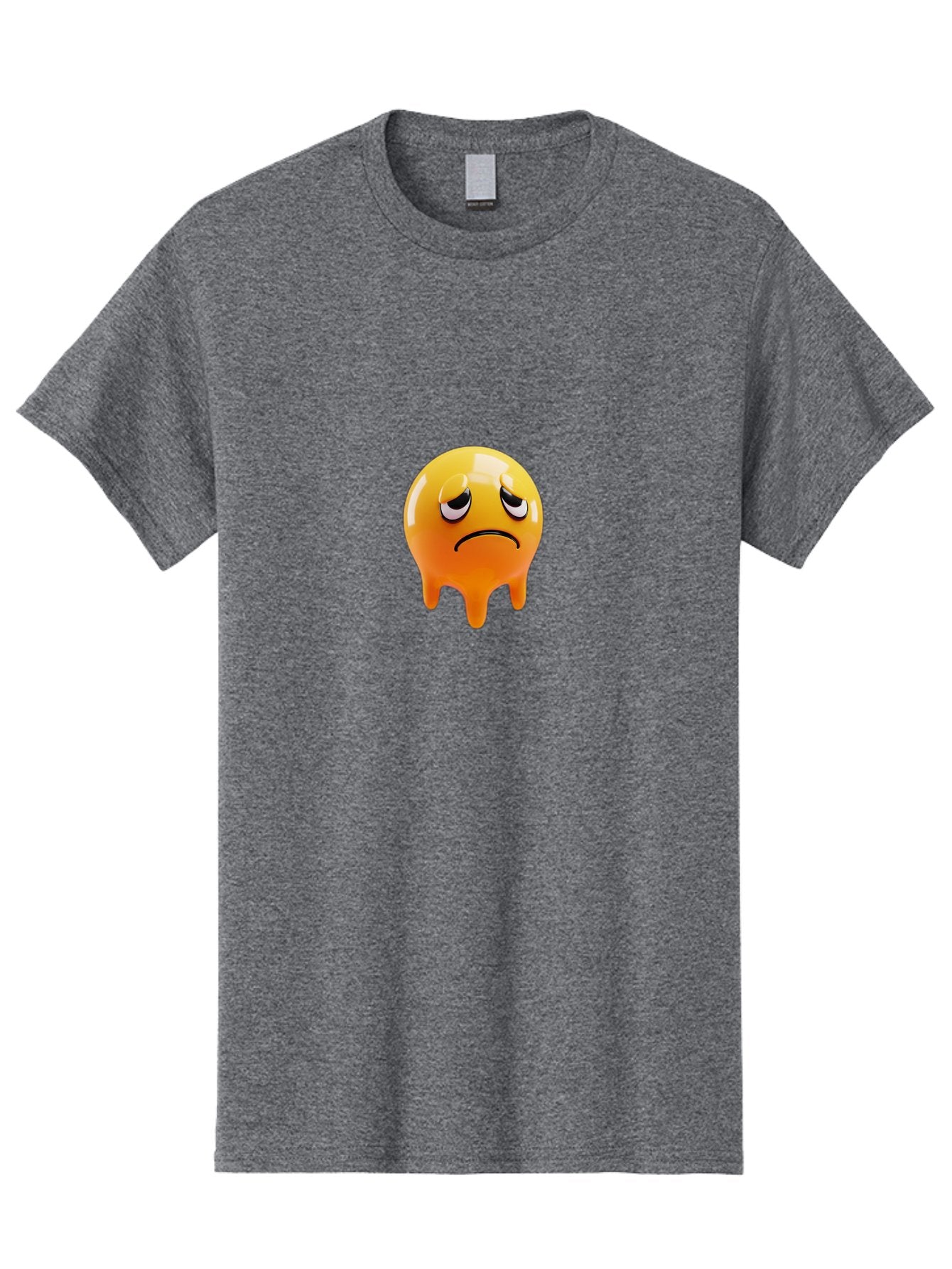 Melting-Face Men'S Graphic Tee, 100% Cotton, Comfortable Casual Summer Wear, Machine Washable, Melting Emoji, Yellow Face, Unhappy Face, Unhappy Emoji, Frowning Face, Sad Emoji, Cartoon Character, Emoticon, 3D Rendering, Digital Art, Bab000 4
